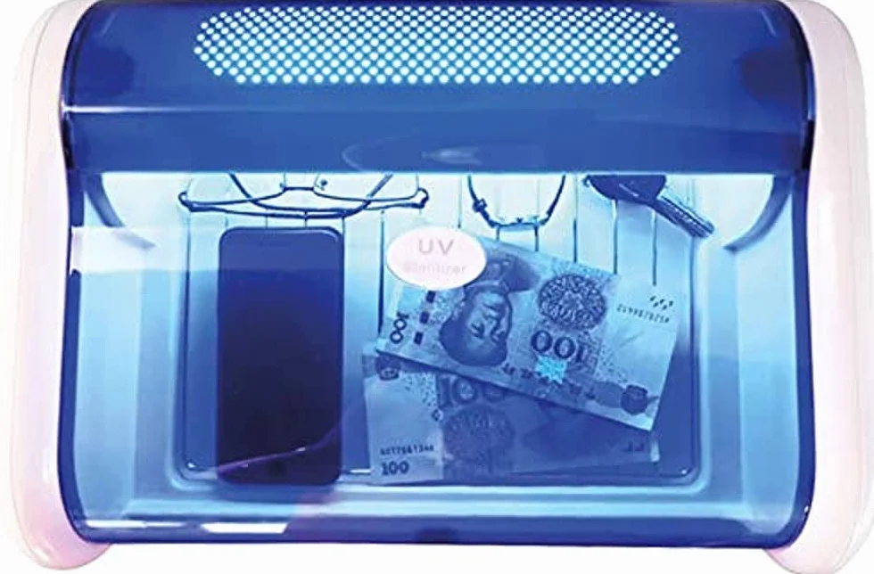 QMEUV4 - Stérilisateur Let UVc, boîte désinfectante de capacité optimale 7 l pour Smartphone, clés, Lunettes, Argent, Bijoux