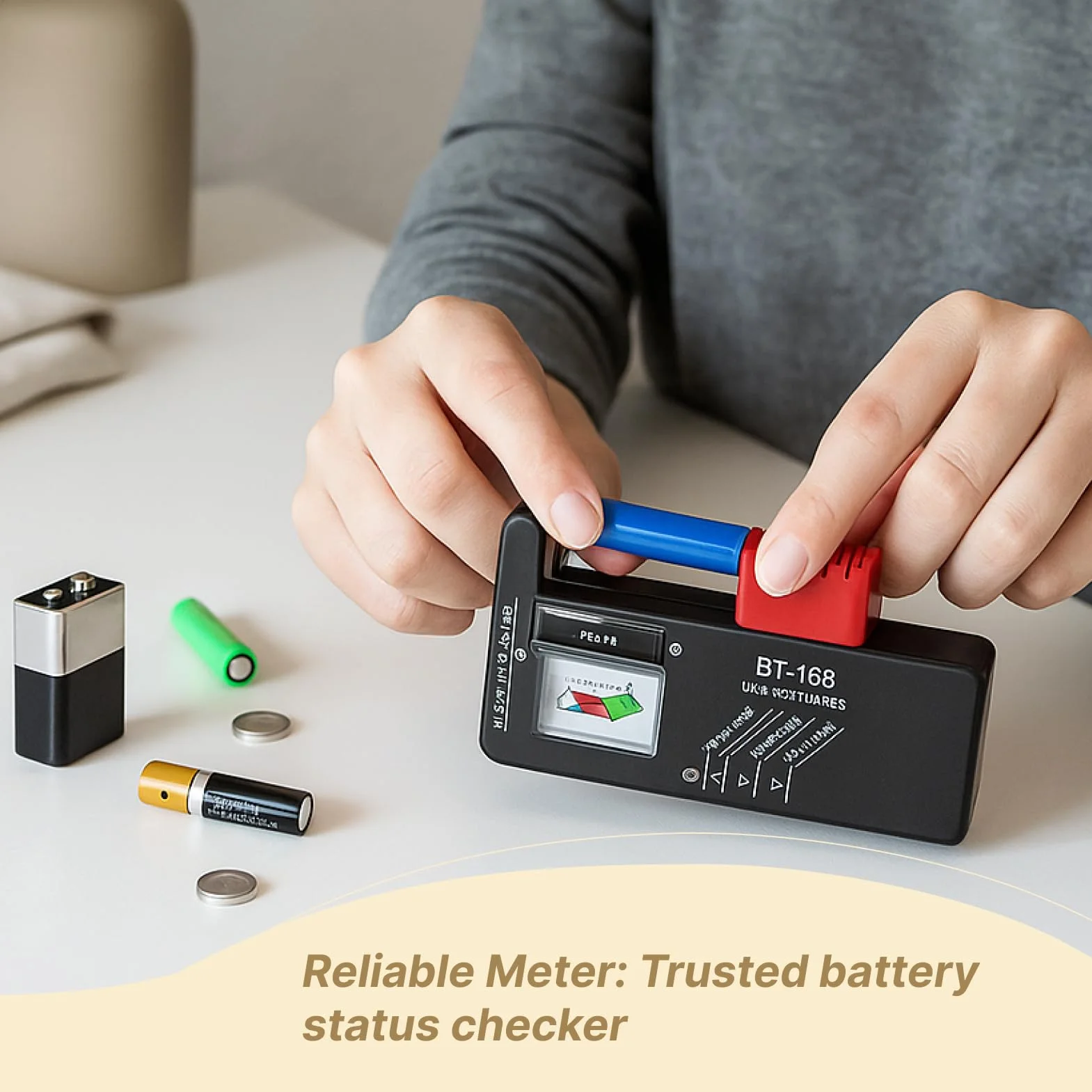 Testeur de Piles Universel pour AAA AA C D 9V et Piles à Bouton, Contrôleur de Tension de Batterie