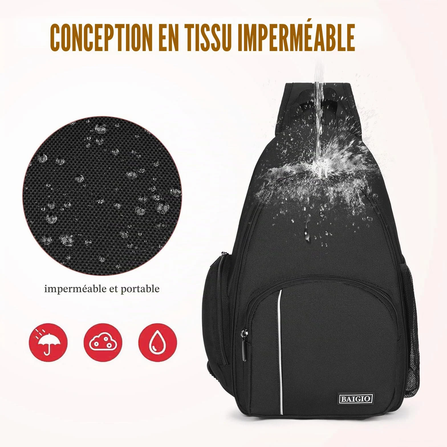 BAIGIO Sac à Dos pour Appareil Photo Sac à Dos Photo Sac à Bandoulière Hydrofuge Compatible avec Les Appareils Photo Reflex 1 DSLR SLR 3 Objectifs Sony Canon Nikon