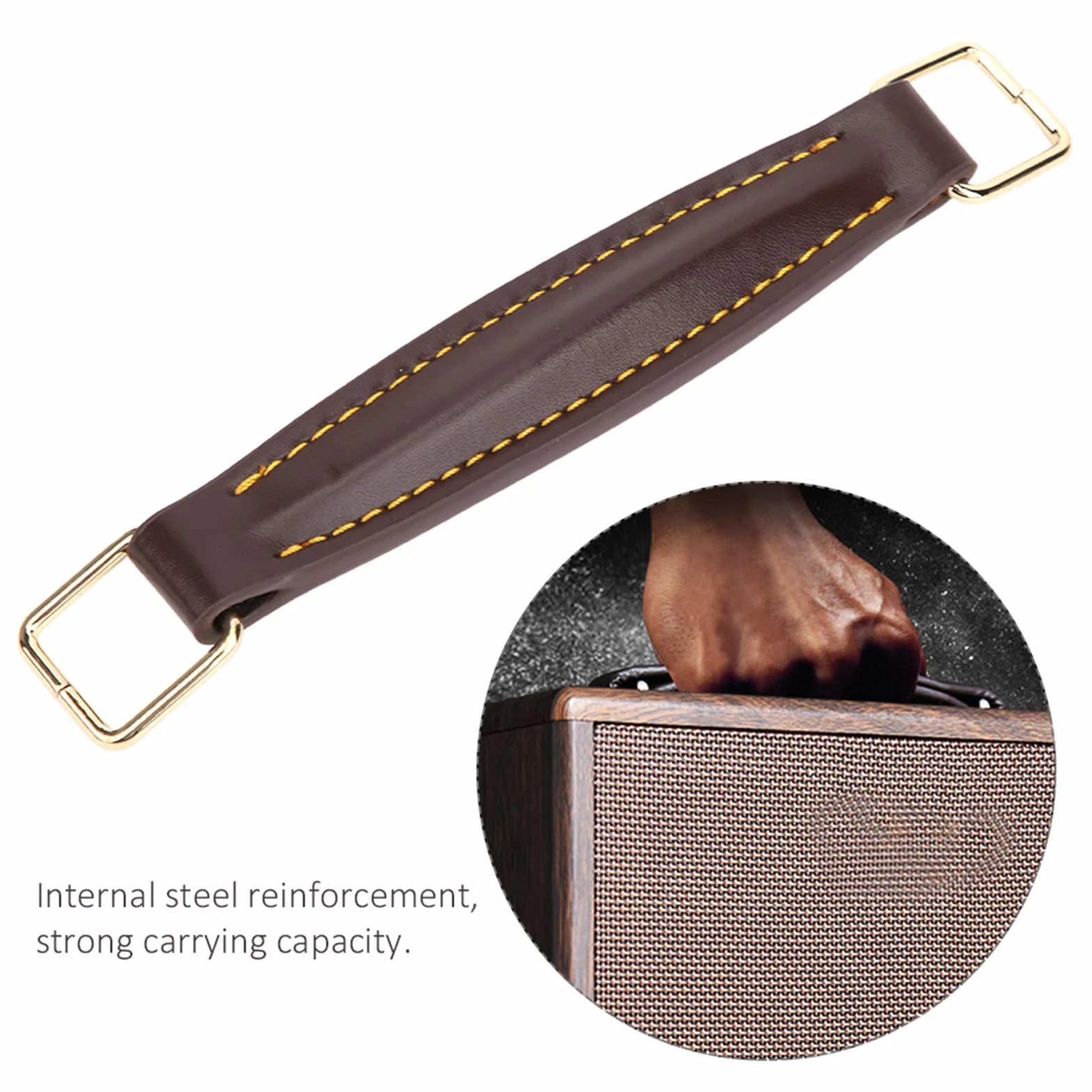 Poignée de haut-parleur de guitare en cuir PU, poignée d'amplificateur interne renforcée en acier pour haut-parleur de guitare (marron), haut-parleur