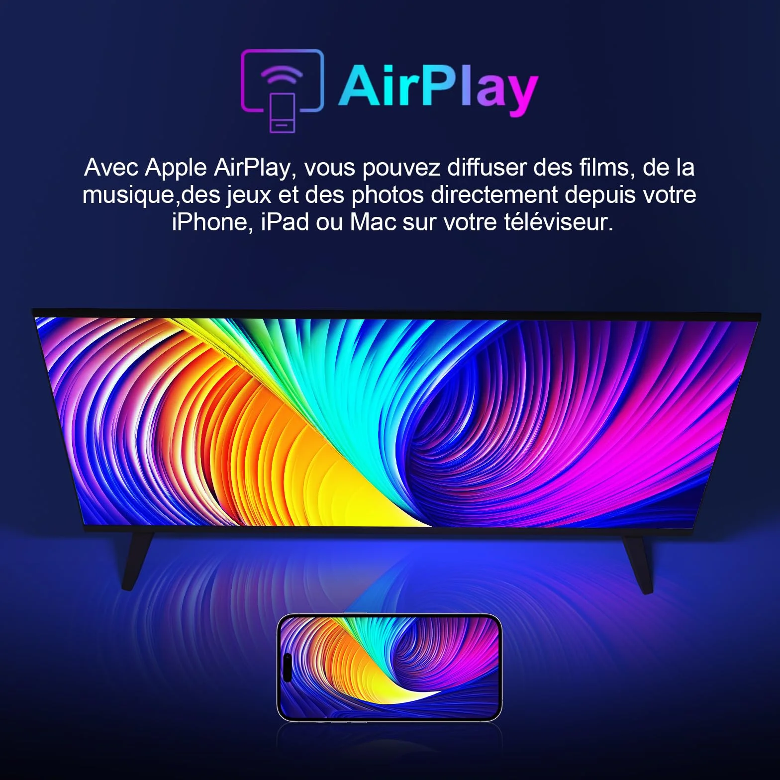 HKC Smart TV 32 Pouces (80 cm) FHD, sans Bord Connectée Télévision avec WiFi, App Store, Triple Tuner(DVB-T/T2, DVB-C, DVB-S/S2), AirPlay (H32N1F-V, 2026)