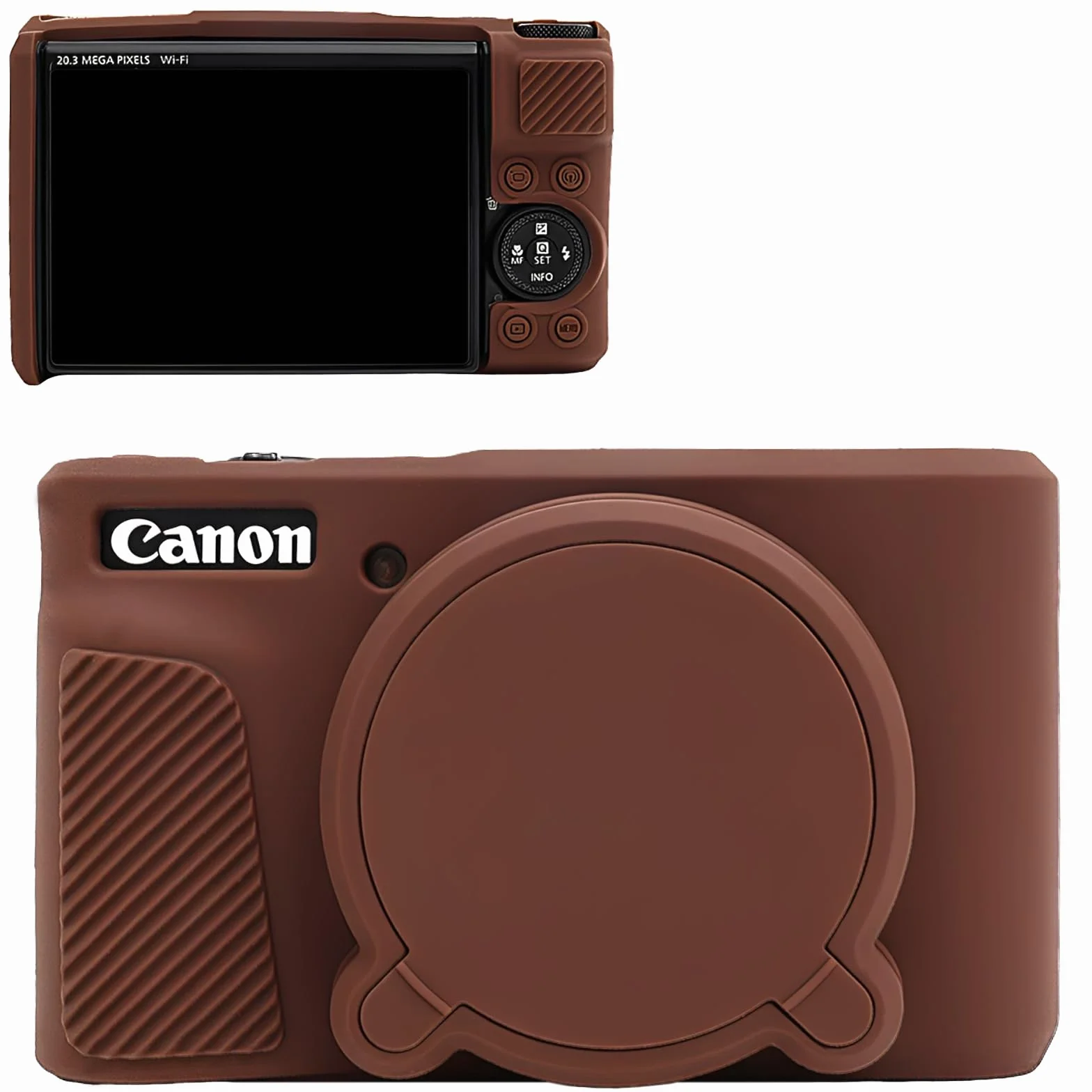 MUZIRI KINOKOO Étui en silicone compatible avec appareil photo numérique Canon Powershot SX740/SX730 HS - Housse de protection en caoutchouc souple avec couvercle d'objectif amovible - Antidérapant et