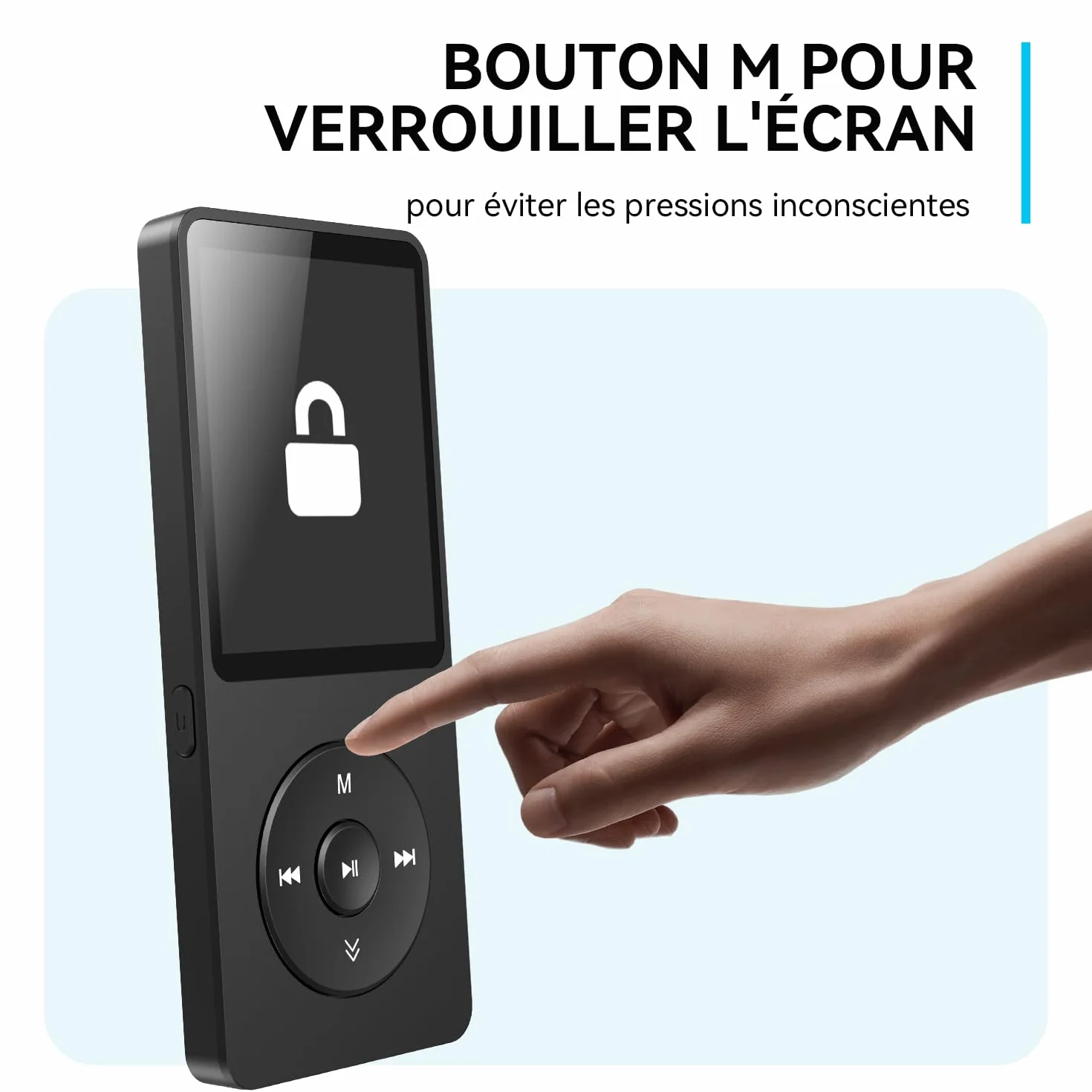 AGPTEK Lecteur MP3 Bluetooth 5.3 32Go HiFi sans Perte 70H Autonomie Baladeur Portable Radio FM Enregistrement