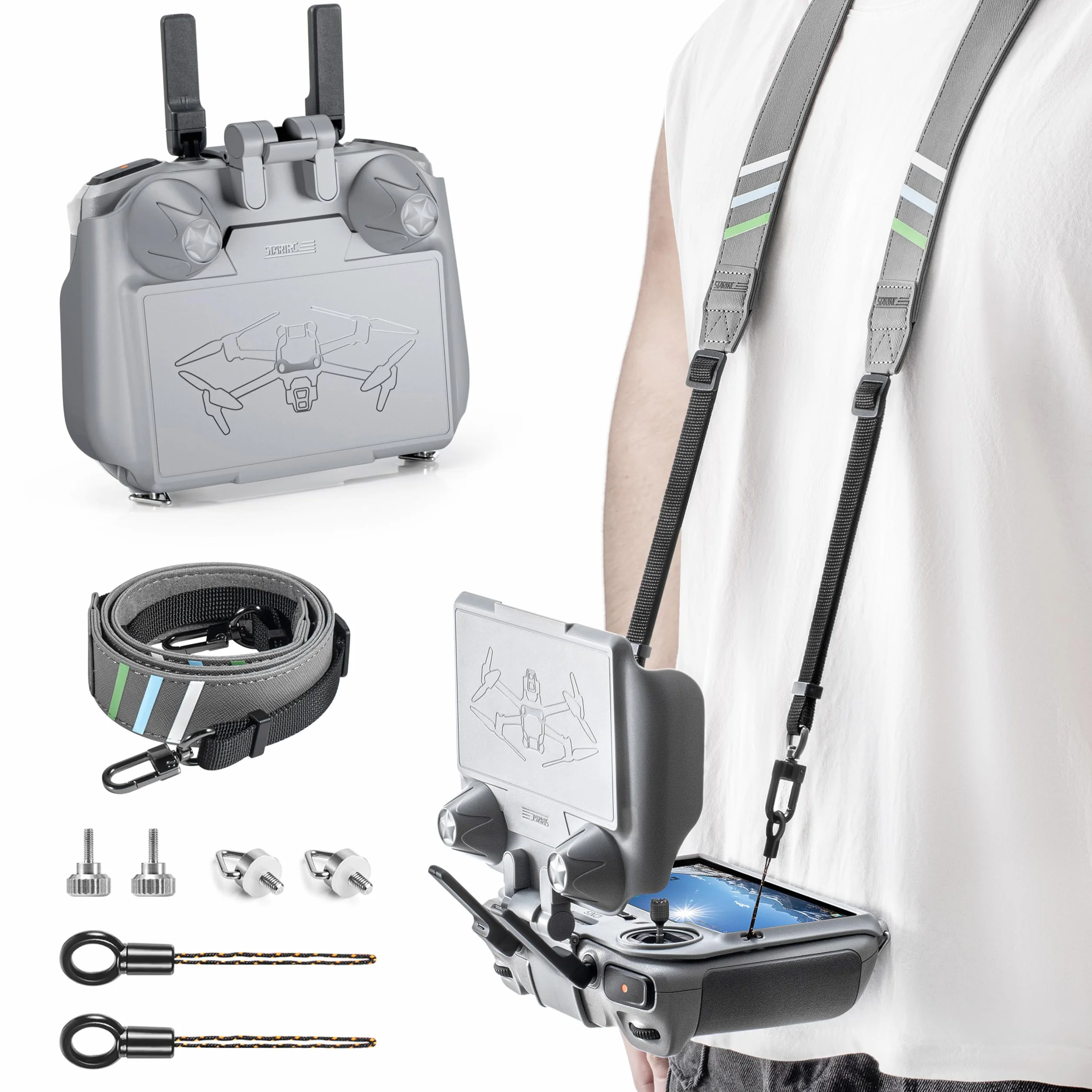 STARTRC LITO X1 Pare-Soleil avec Cordon pour DJI RC 2 et contrôleur RC, Protection d'écran Pare-Soleil 3 en 1 améliorée pour DJI Mini 5/4/3 Pro/Neo/Flip/AIR 3S/Air 3/Mavic 3 Pro