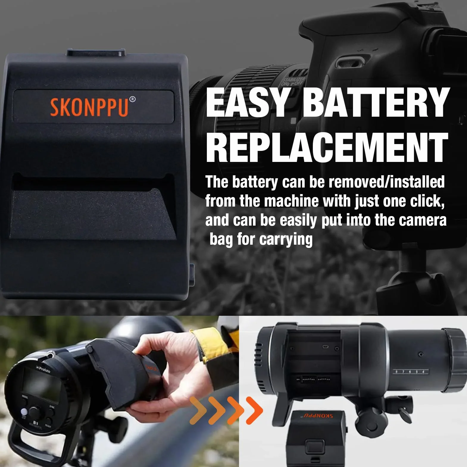 BATTIZ Batterie lithium-ion de rechange pour 100323/100399 Compatible avec les têtes de flash Profoto B1/B1X AirTTL 14,4 V 5000 mAh/72 Wh