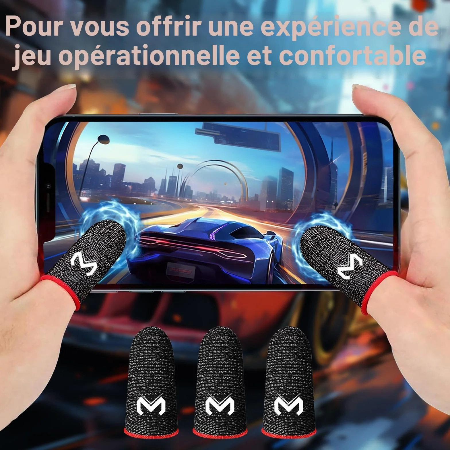 YOURKAY Gaming Finger Caps, 6 pièces Finger Sleeves Gaming, bouchons pour doigts de jeu, écran tactile, résistants à la transpiration et respirants en fibre d'argent, adaptés à tous les appareils à