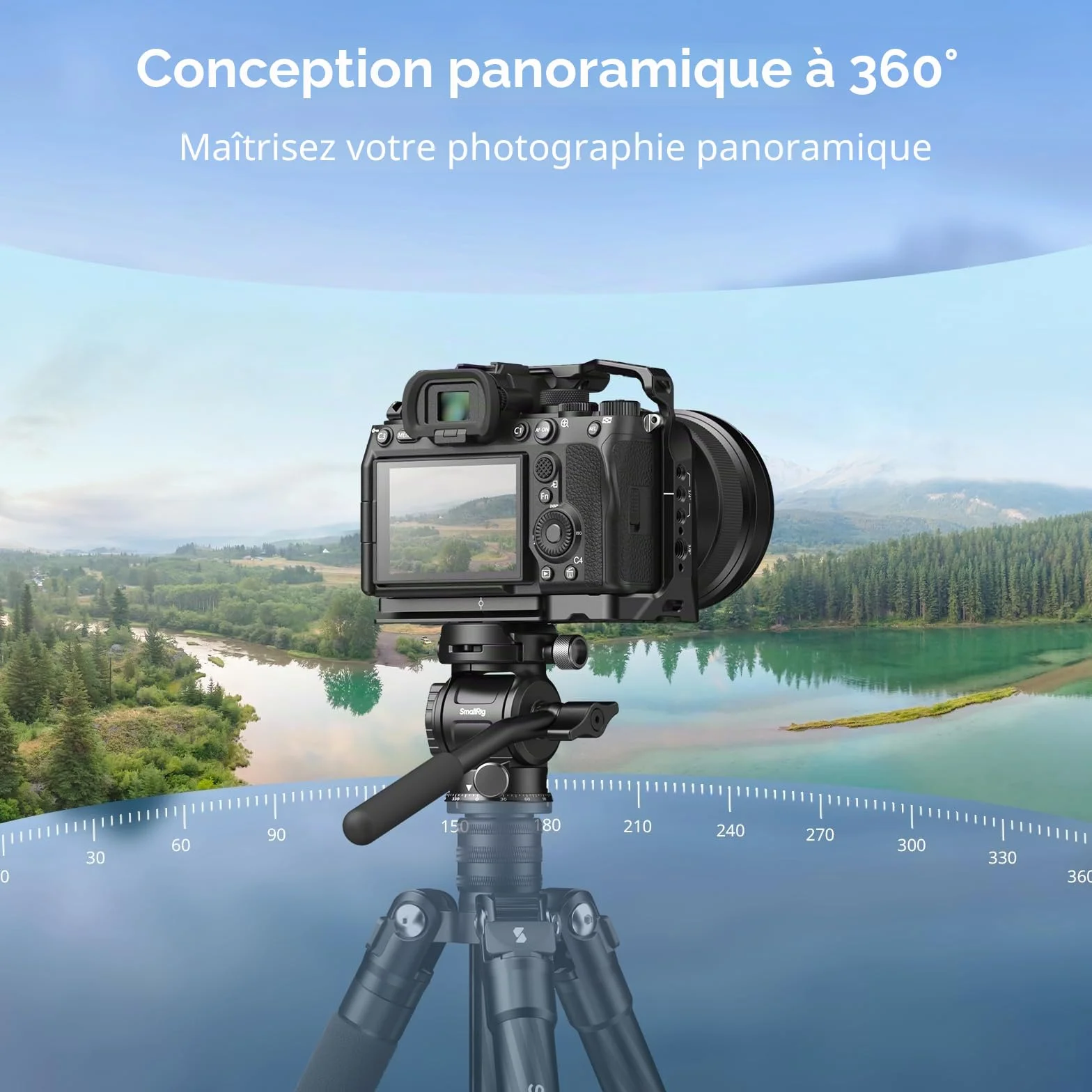 SMALLRIG Tête Vidéo CH3, Tête Fluide pour Trépied, avec Plaque à Dégagement Rapide pour Arca Swiss, Support Pivotant à 360° et Inclinaison à 90°/-70°, Charge Maximale 3 kg/6,6 LB pour Caméra - 4936