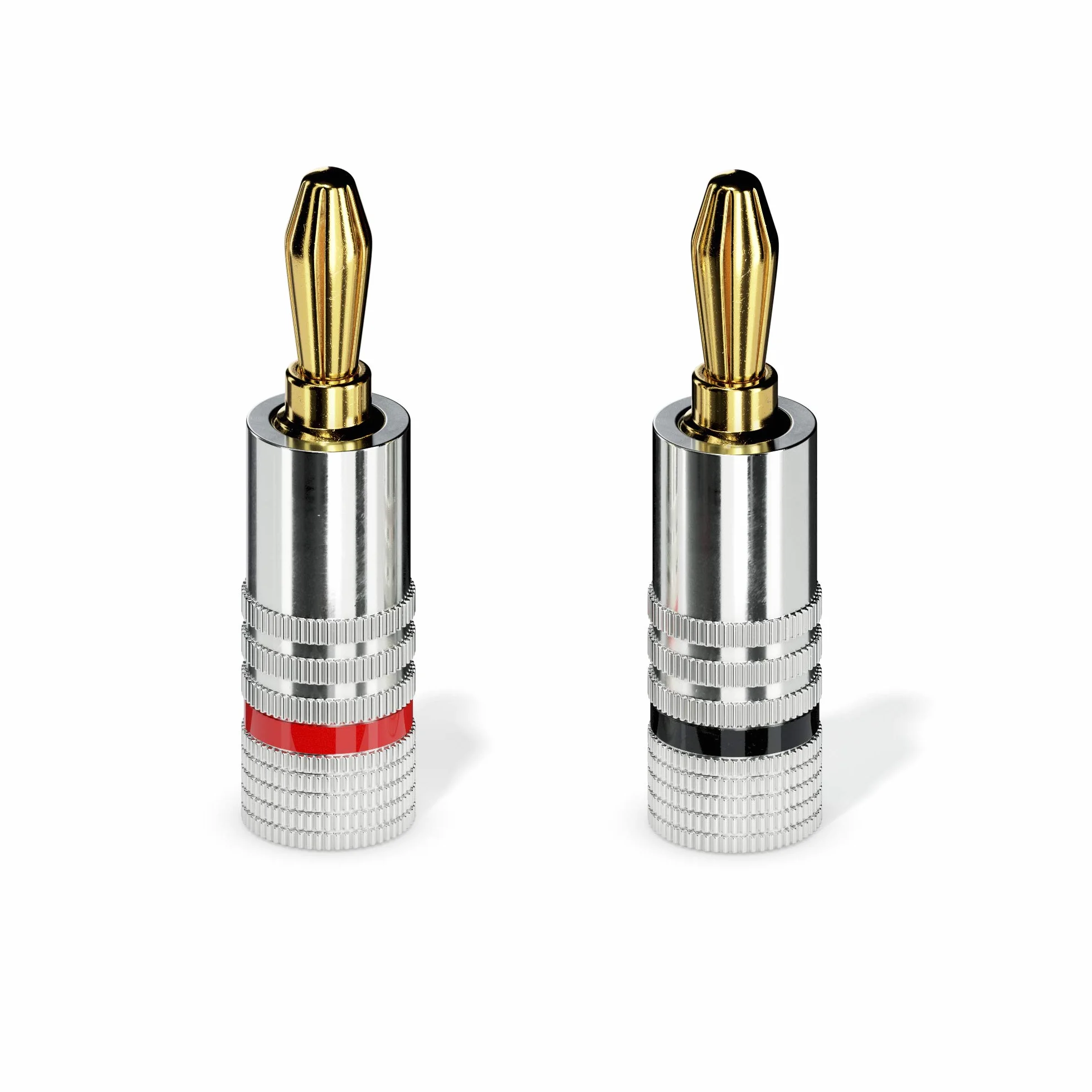 sonero® lot de 4 fiches bananes, pour tous les câbles d'enceintes d'un diamètre maximum de 6 mm², 4 pièces avec codage couleur (12x rouge, 12x noir), plaqué or 24 carats