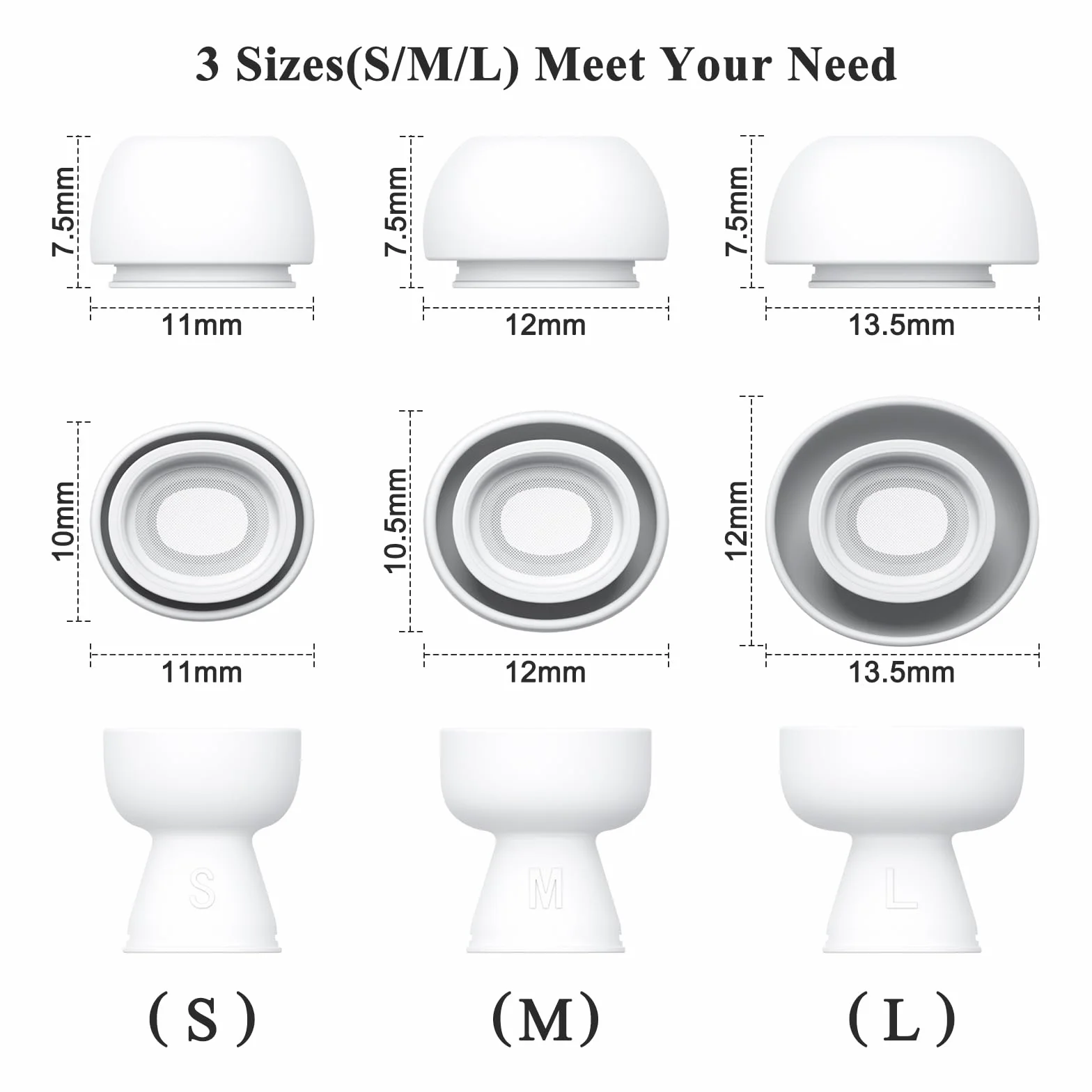 Wanme Embouts de Rechange pour Airpods Pro/Airpods Pro 2, Silicone avec Trou de Réduction du Bruit et Garde-Poussière