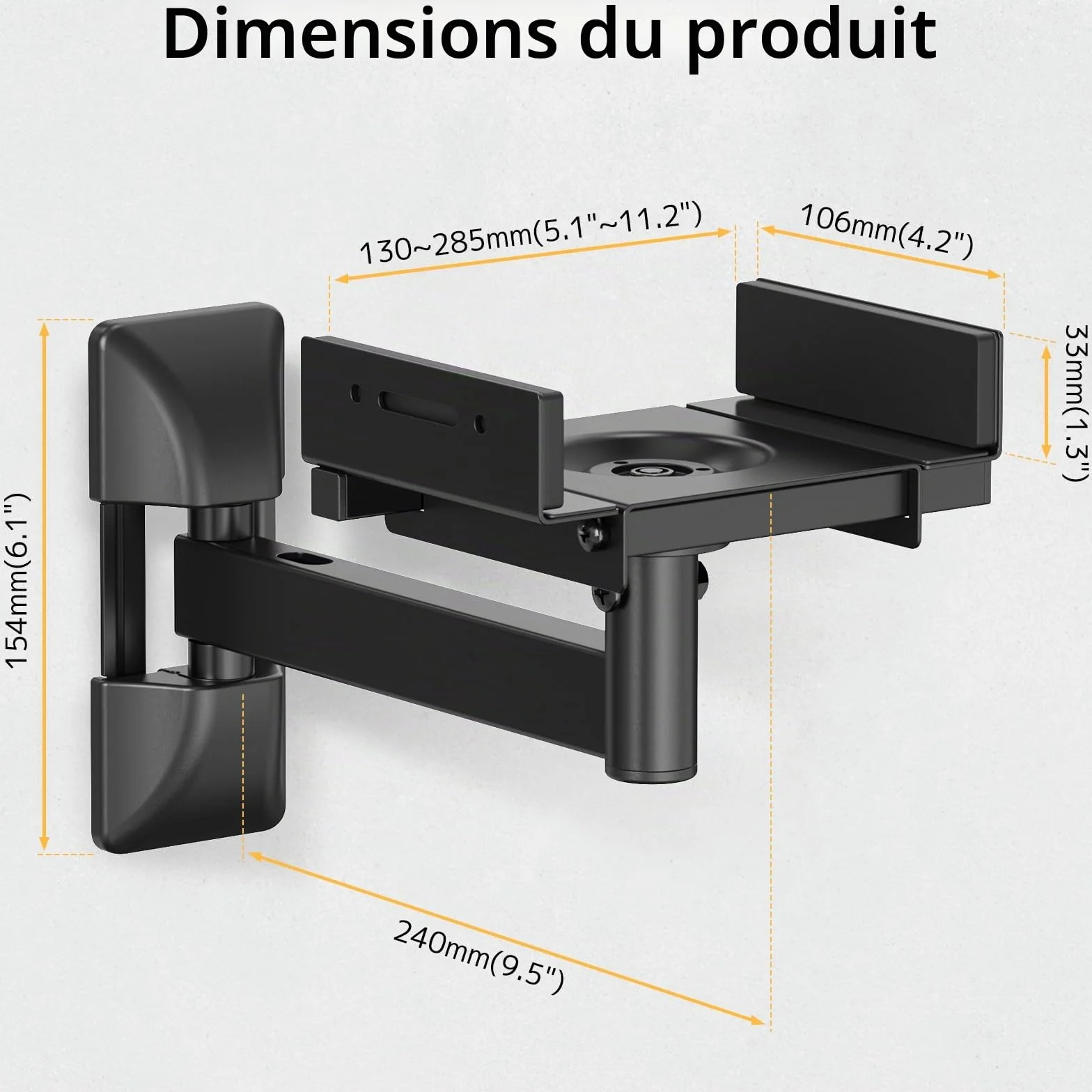 PUTORSEN Lot de 2 Supports muraux universels pour Haut-parleurs - Entièrement réglable - Supporte jusqu'à 25 kg