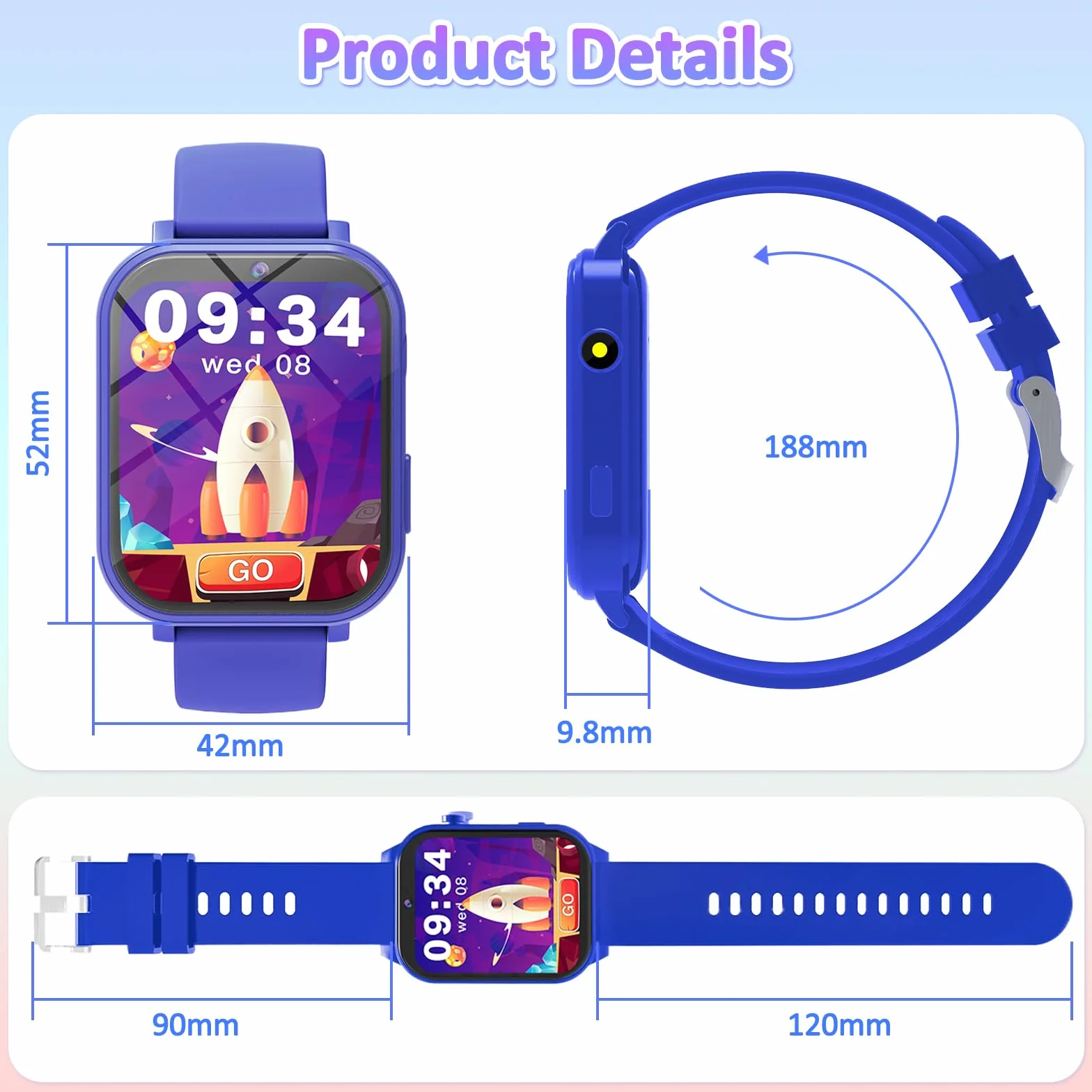 clleylise Montre connectée Enfant - Smartwatch avec 18 Jeux, Suivi de Sommeil & podomètre, caméra, Fonds d'écran dynamiques, Montre Enfant Garcon et Montre connectée Enfant Fille (Bleu)