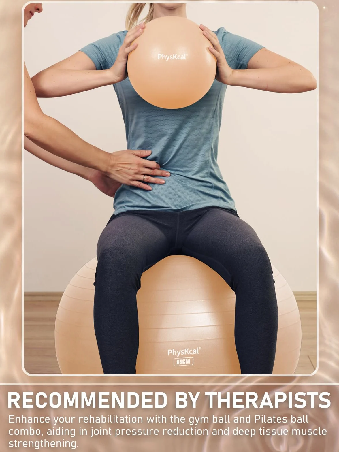 PhysKcal Ballon de Pilates 55-85cm Anti-dérapant Yoga Ball Swiss Ball avec Pompe