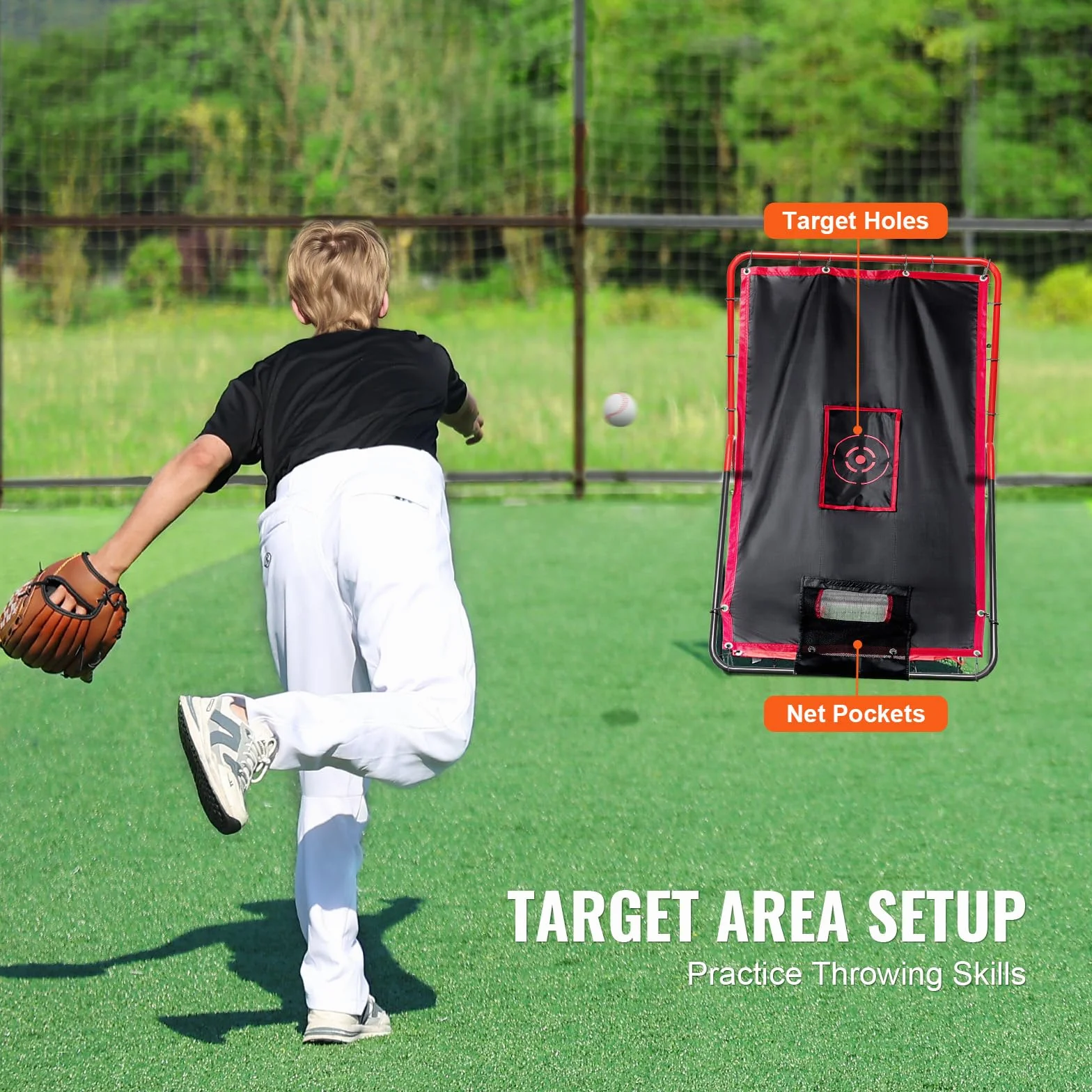 VEVOR Filet de rebond baseball softball 914 x 1372 mm 2 en 1 entraîneur lanceur pratique terrain lancer