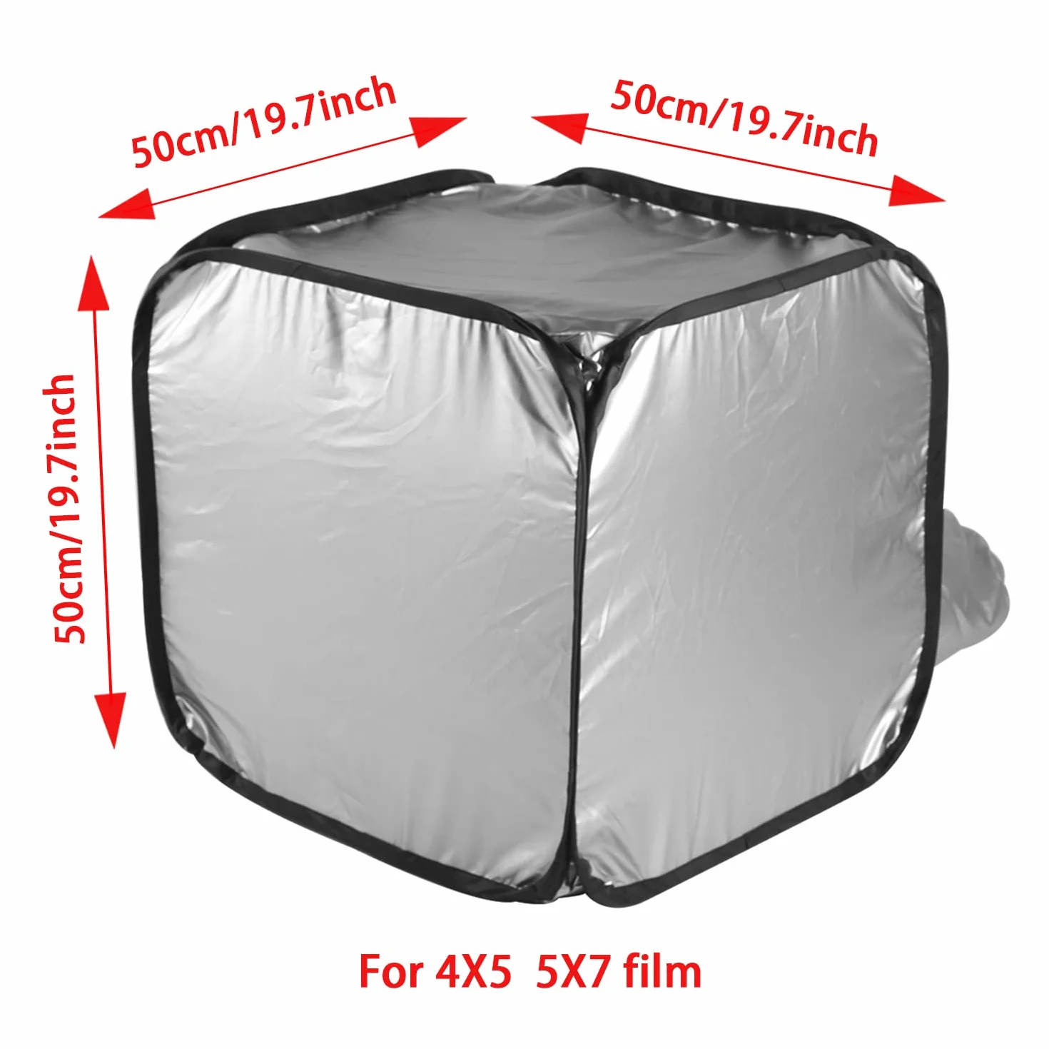 eTone Sac de Tente de Chargement de Film à Changement de Film de Chambre Noire pour 4x5 5x7 développement négatif de caméra (S Tent) Noir et Argent 50x50x50cm