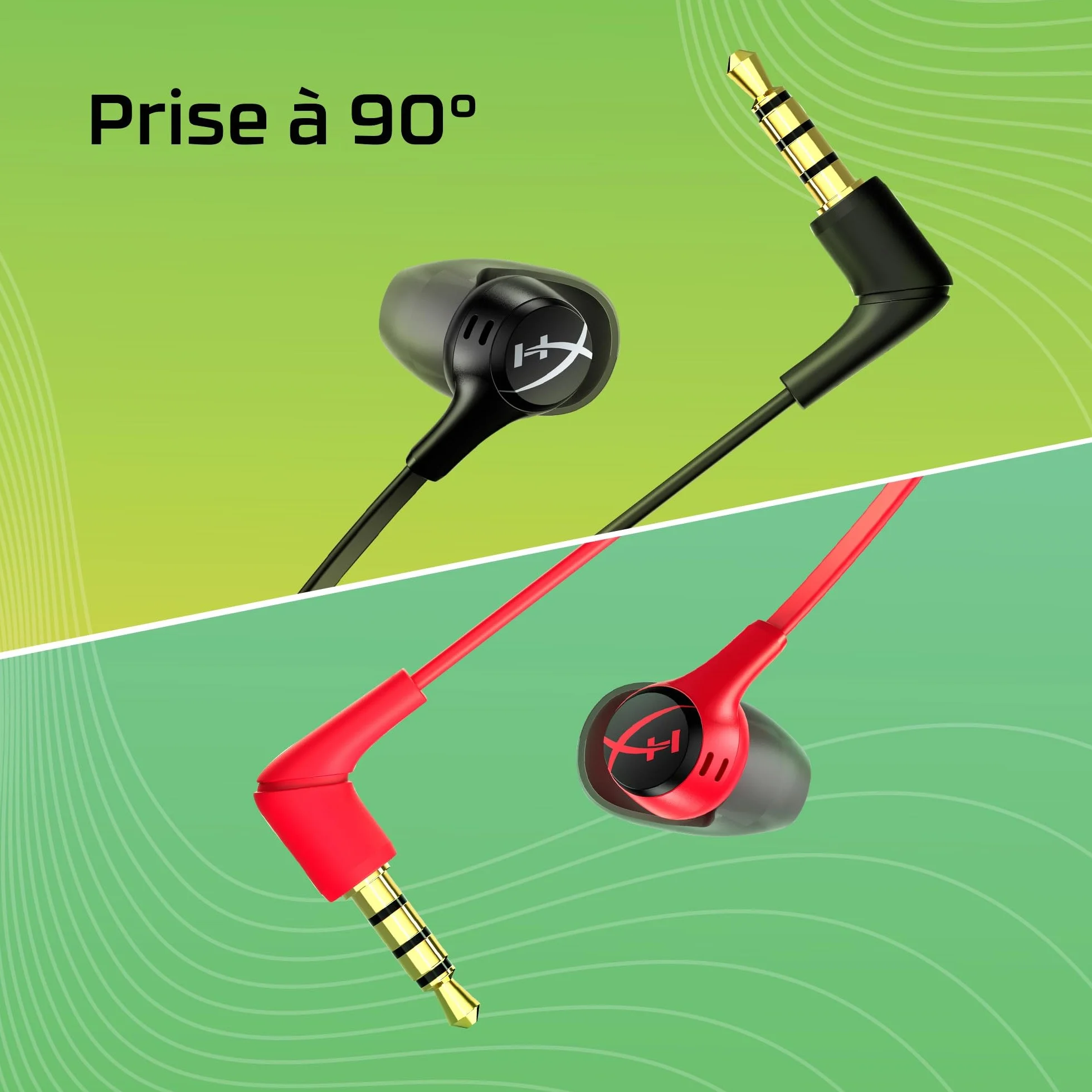 HyperX Cloud Earbuds II Écouteurs Gaming, Audio Immersif, Microphone Intégré, Prise Jack 3.5mm Coudée, Quatre Tailles d'Embouts, Pochette de Transport, Rouge