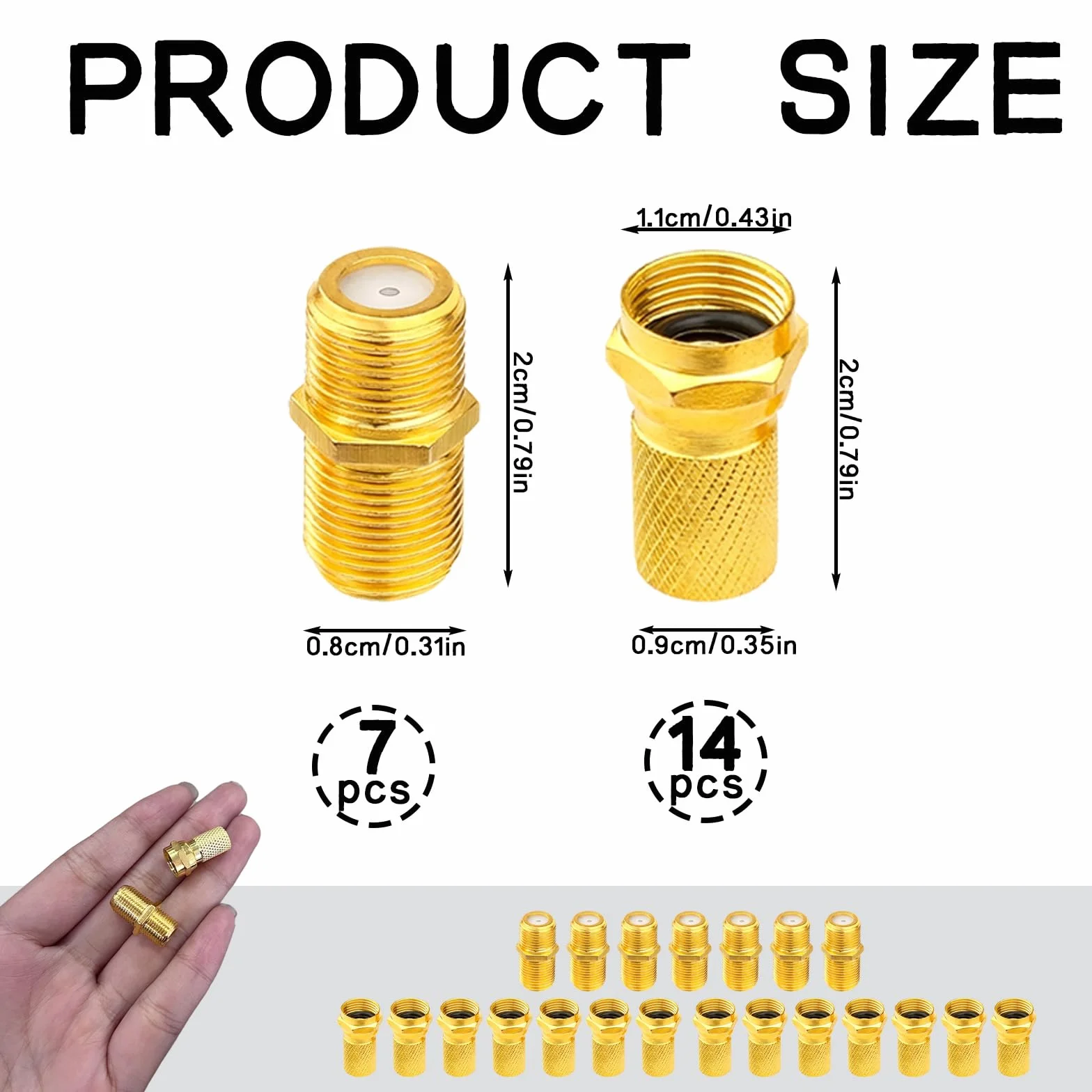 Fiche F Coaxial Raccord F Coudé, Adaptateur Câble Satellite, Adaptateur Cable Coaxial, Cable Antenne TV Raccord Prise, 7 Têtes De Câble F81 Et 14 Connecteurs RG6F