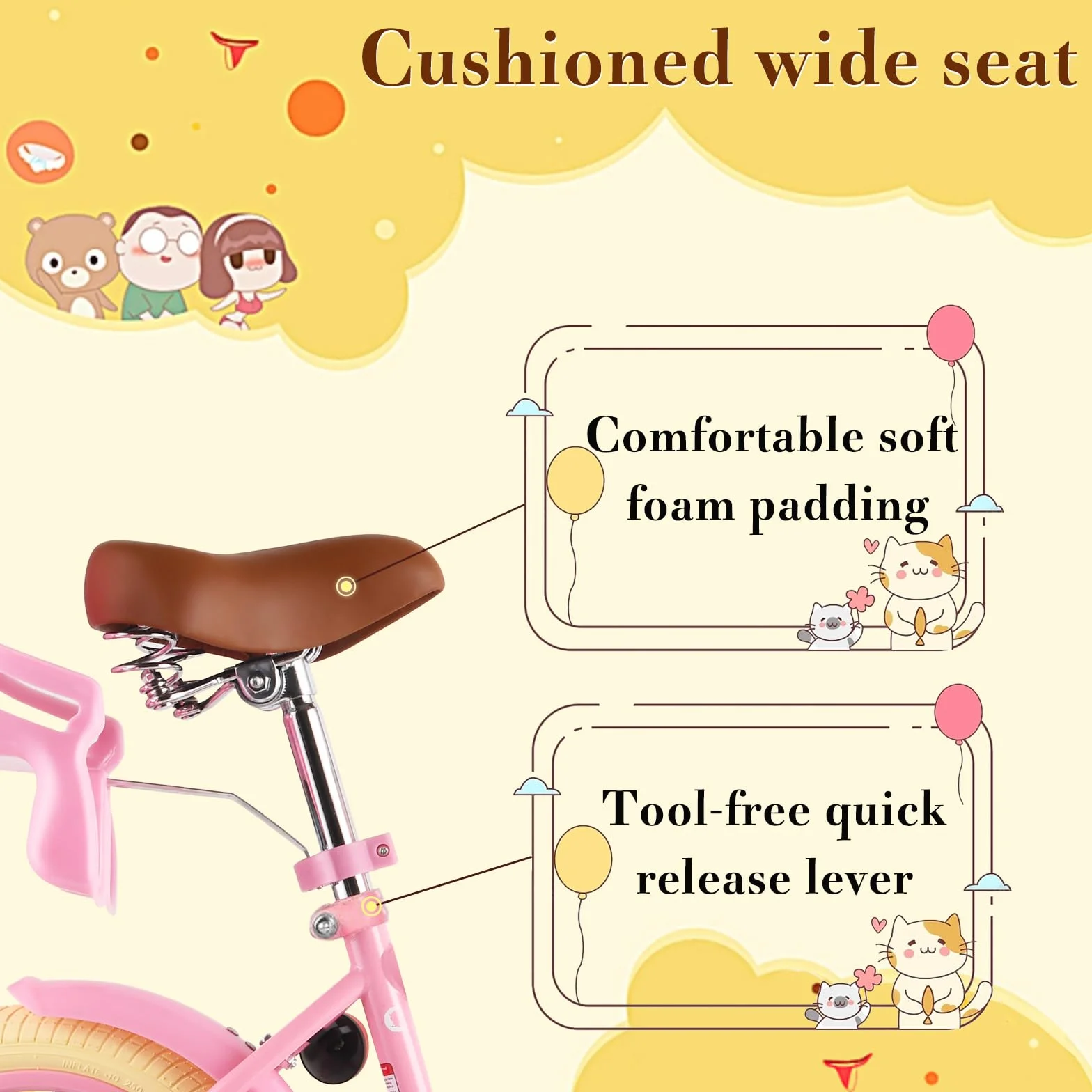 Vélo Enfant 12 14 16 Pouces RULLY Filles 2-7 Ans Roulettes Frein Panier
