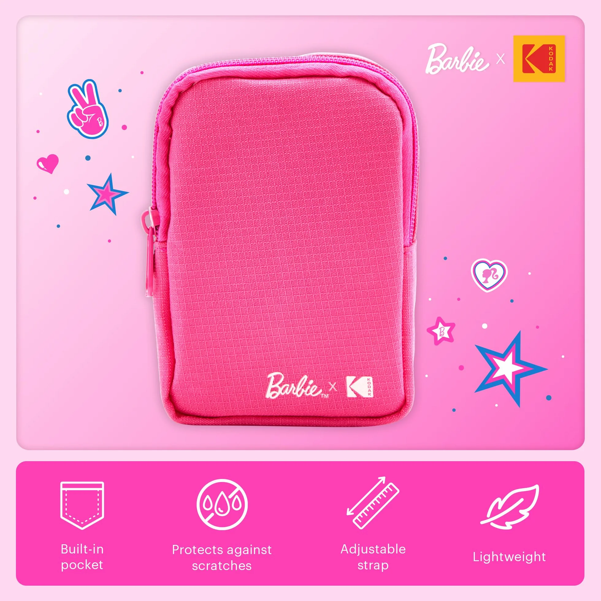 Kodak x Barbie Printomatic Appareil Photo Numérique Instantané Full-Color Barbie Starter Bundle (Style Iconique) + Étui Deluxe Barbie + Papier Zink (20 Feuilles)