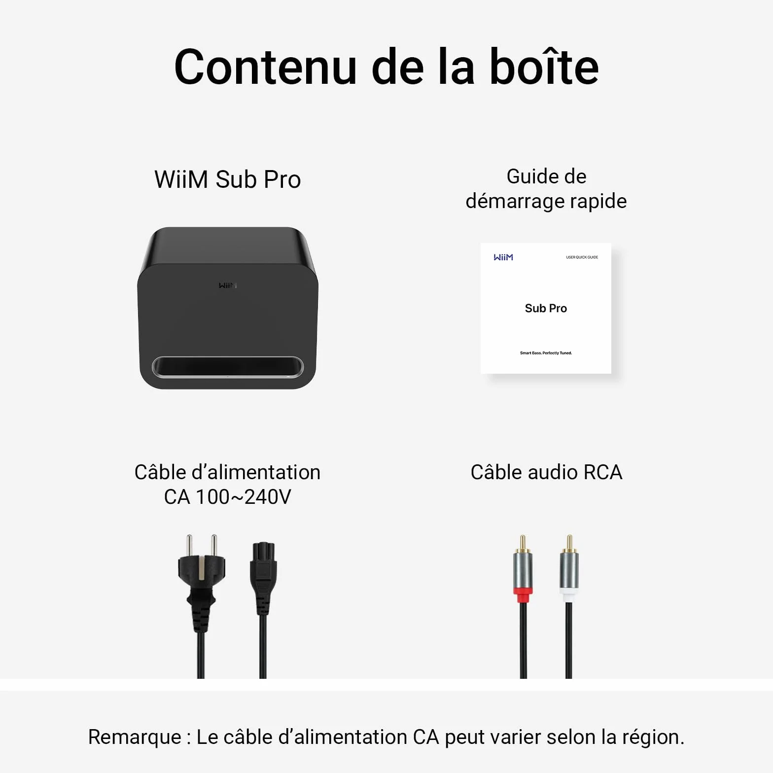 WiiM Sub Pro Caisson de Basses sans Fil Intelligent 8" 250 W AI RoomFit Wi-Fi 6 BT 5.3 Noir