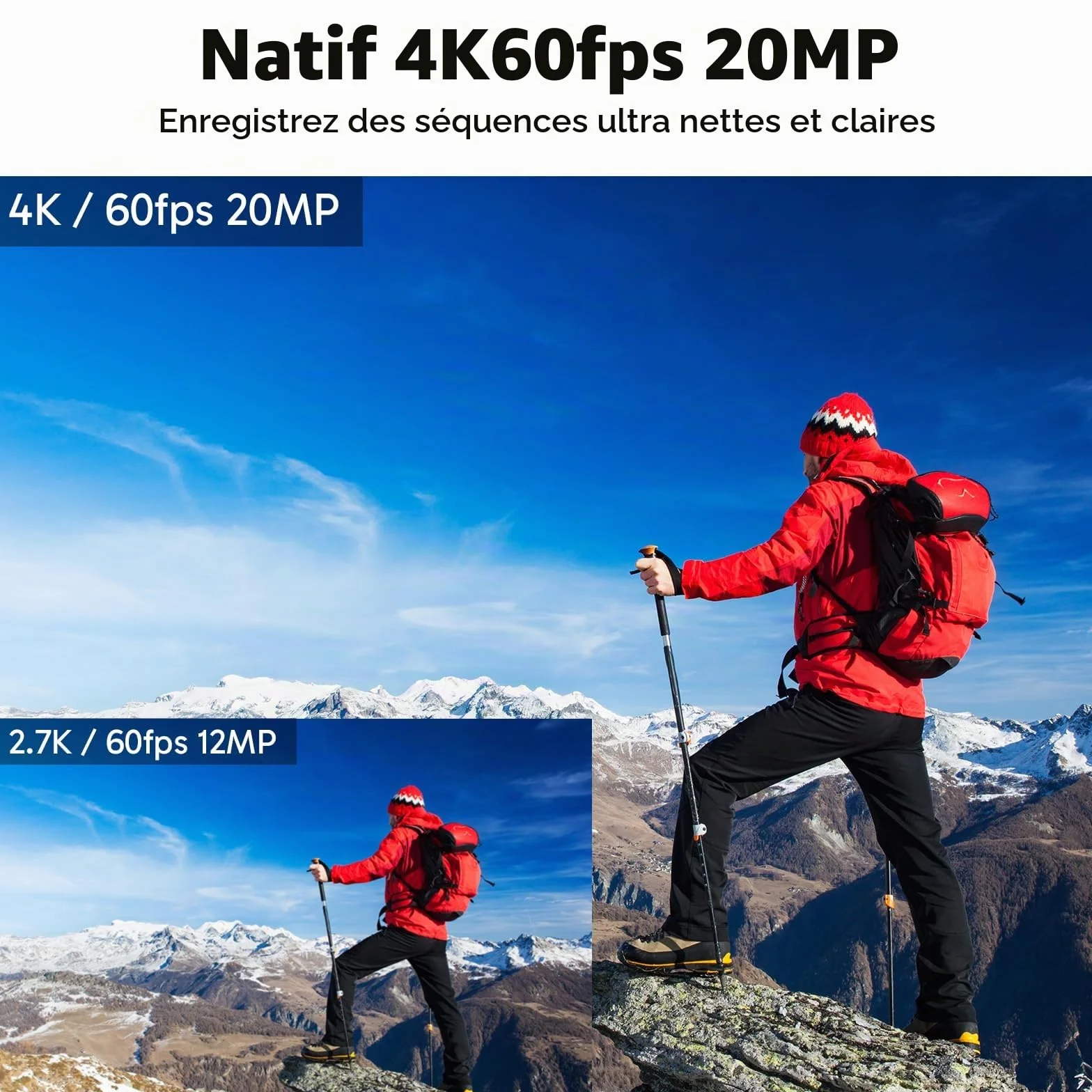 AKASO V50 Elite Caméra Sport 4K 60fps 20MP WiFi Etanche EIS 8X Zoom 2 Batteries