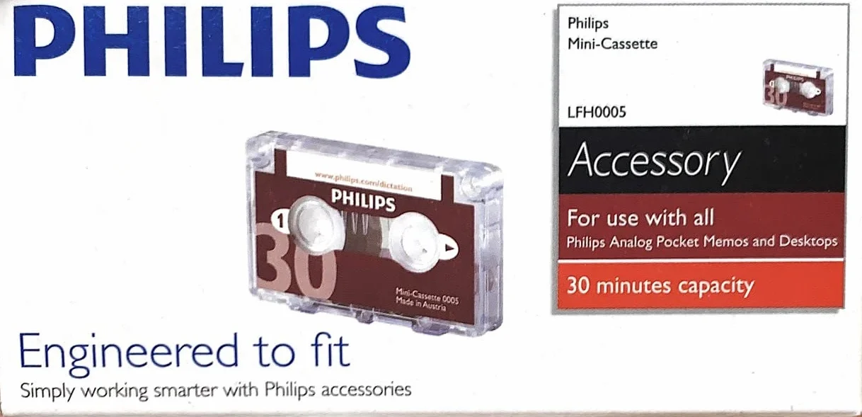 PHILIPS Mini-Cassettes pour Machine à Dicter 2 x 15 Minutes (LFH 005)
