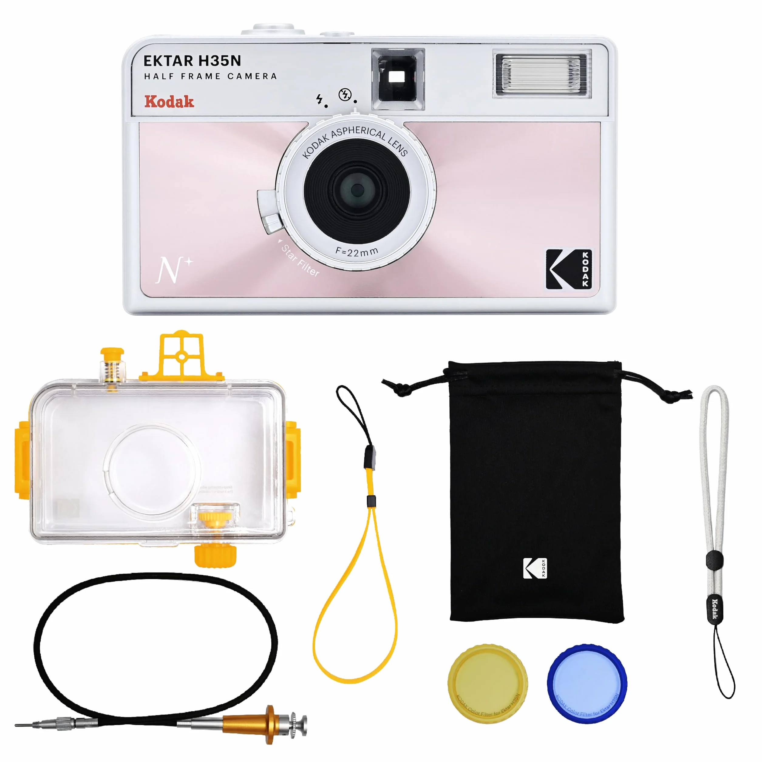 KODAK EKTAR H35N Kit Premium Appareil Photo Demi-Cadre, 35 mm, réutilisable, sans Mise au Point, Fonction Ampoule, Filtre étoile intégré, Objectif amélioré (Film et Pile AAA Non Inclus) (Rose glacé)