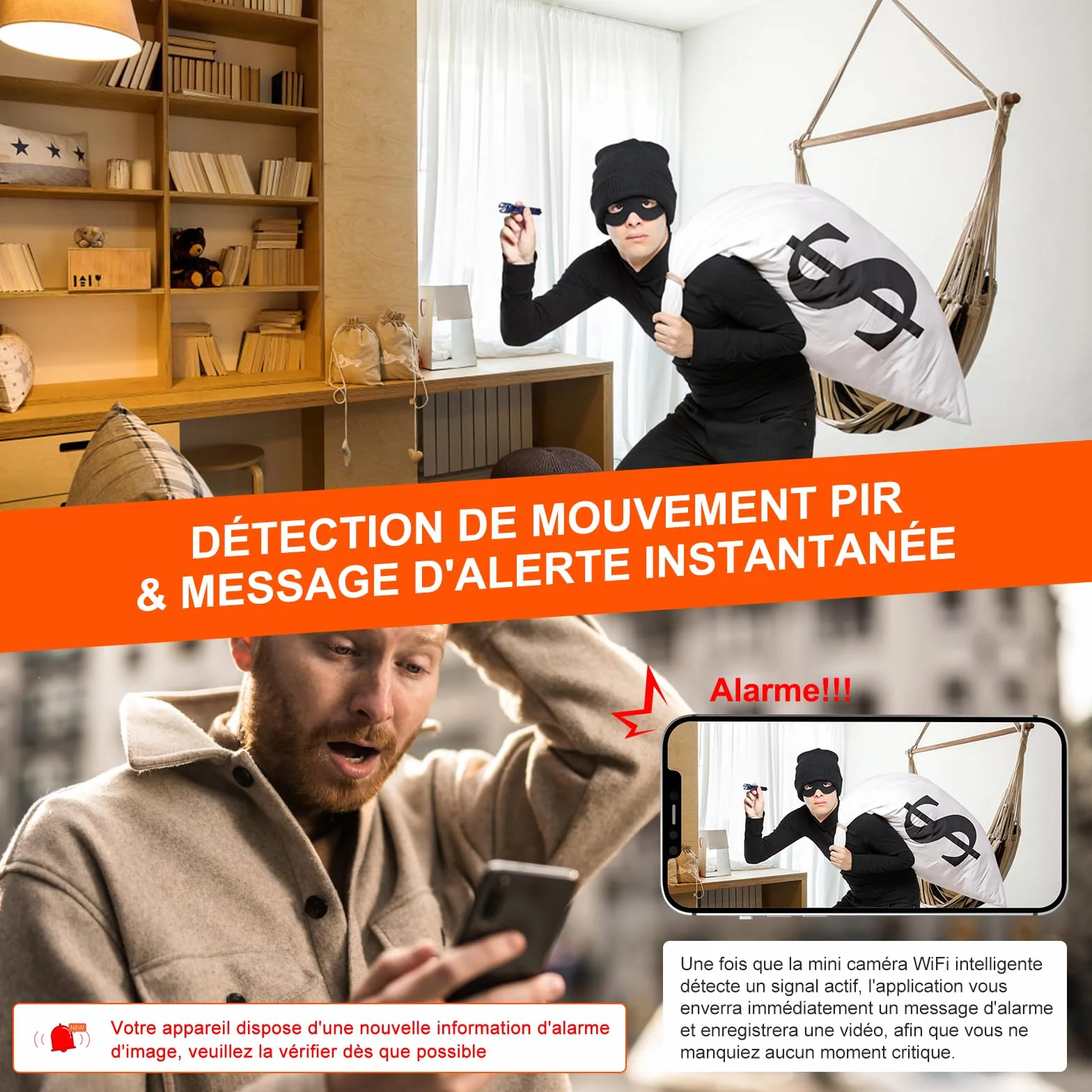 Bextgoo Mini Camera sans Fil, Options Wi-FI ou sans Wi-FI, 4K Camera de Surveillance sans Internet avec avec Carte TF 32 Go, Vision Nocturne, Mini Camera pour Maison/Intérieur/Extérieur(Noir)
