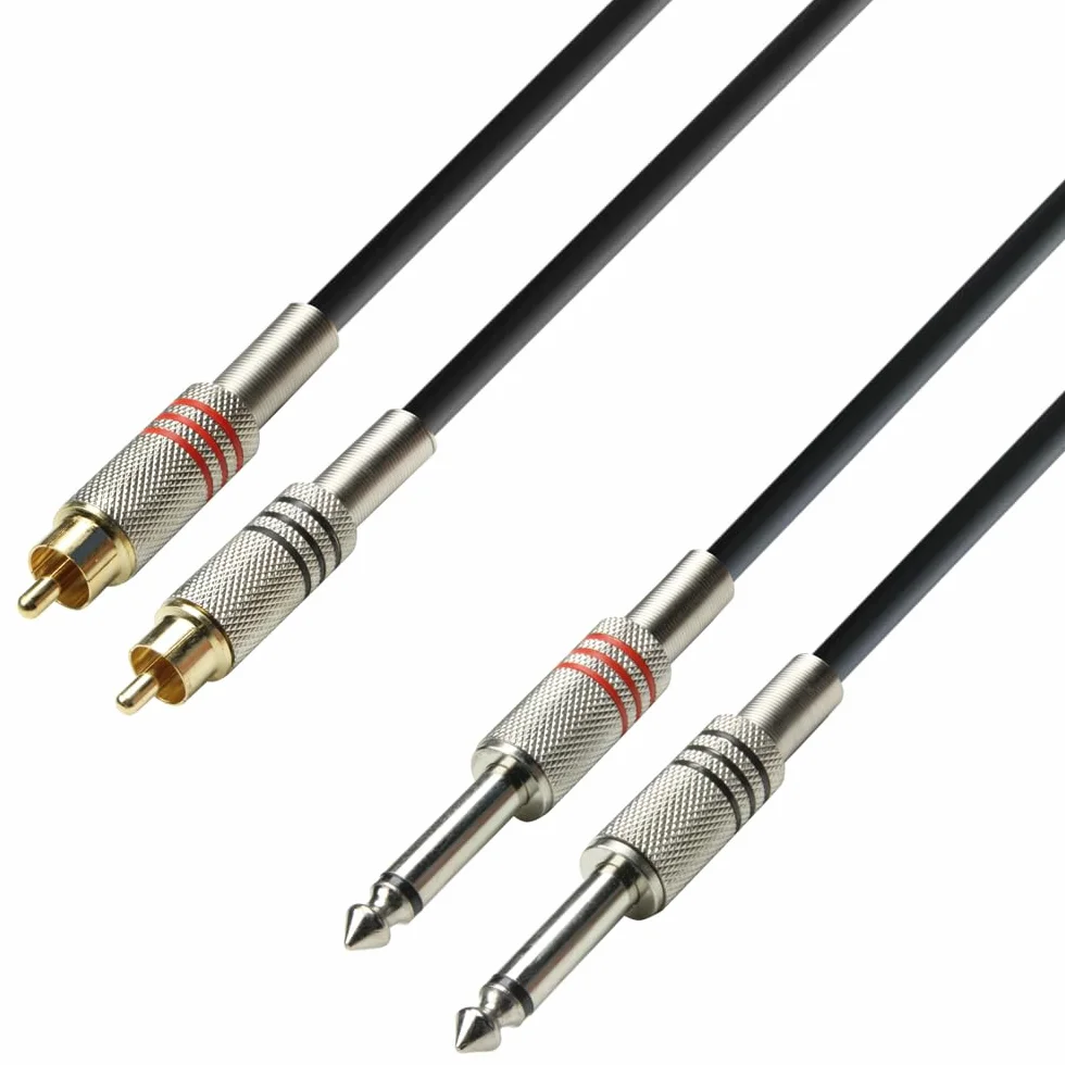 Adam Hall Cables 3 STAR TPC 0300 - Câble Audio 2 x RCA mâle vers 2 x Jack 6,35 mm mono 3 m
