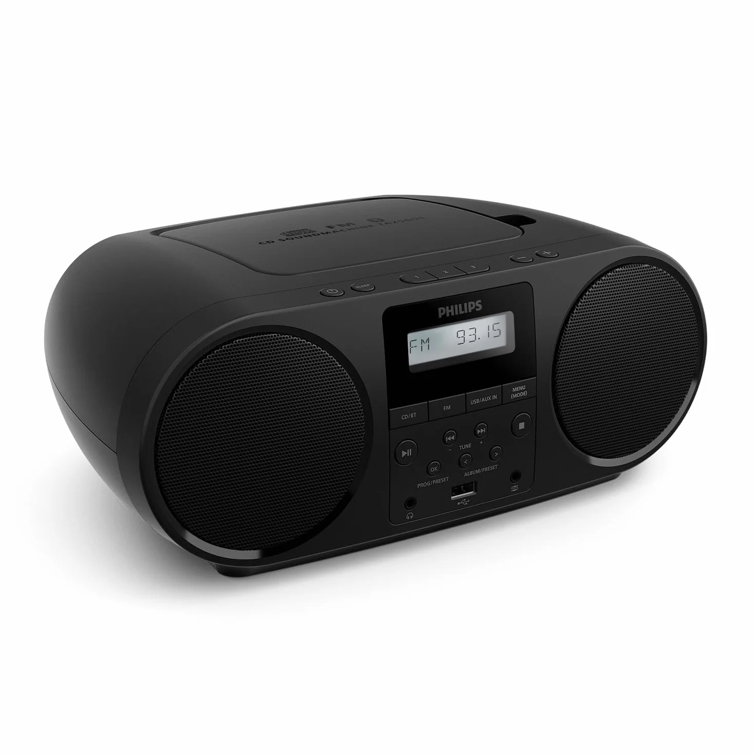 Philips TAZ5000 Lecteur CD Radio FM Bluetooth 5.4 USB Batterie Alimentation CA Amplification Dynamique des Basses Prise Casque 3,5 mm