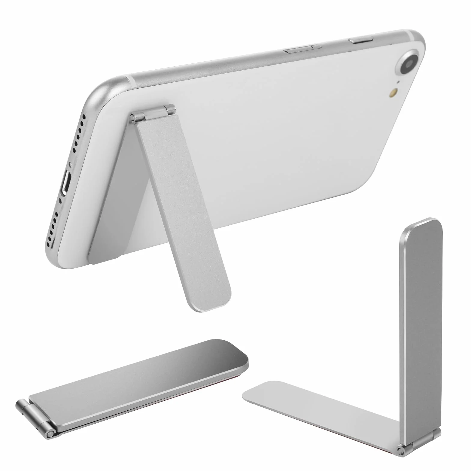 Support de téléphone pliable en aluminium réglable pour smartphones (argent)