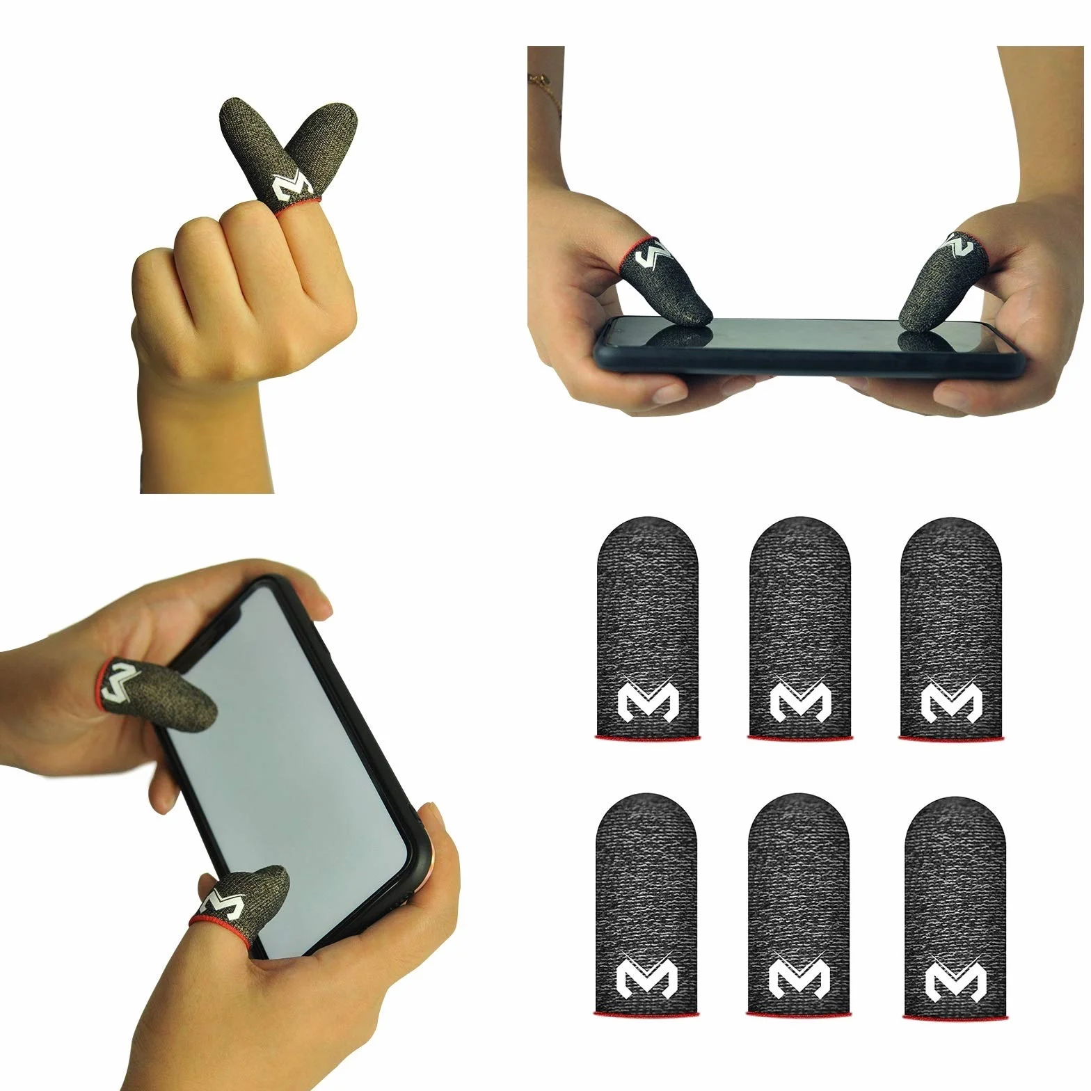 Paquet De 6 Pubg Mobile Finger, Witbicg Gants Gaming Gant Doigt Toucher Soyeux Parfait Résistant à La Transpiration - Parfait Pour Le Pouce Et l'Index, Compatible Avec Tous Les Appareils Mobiles