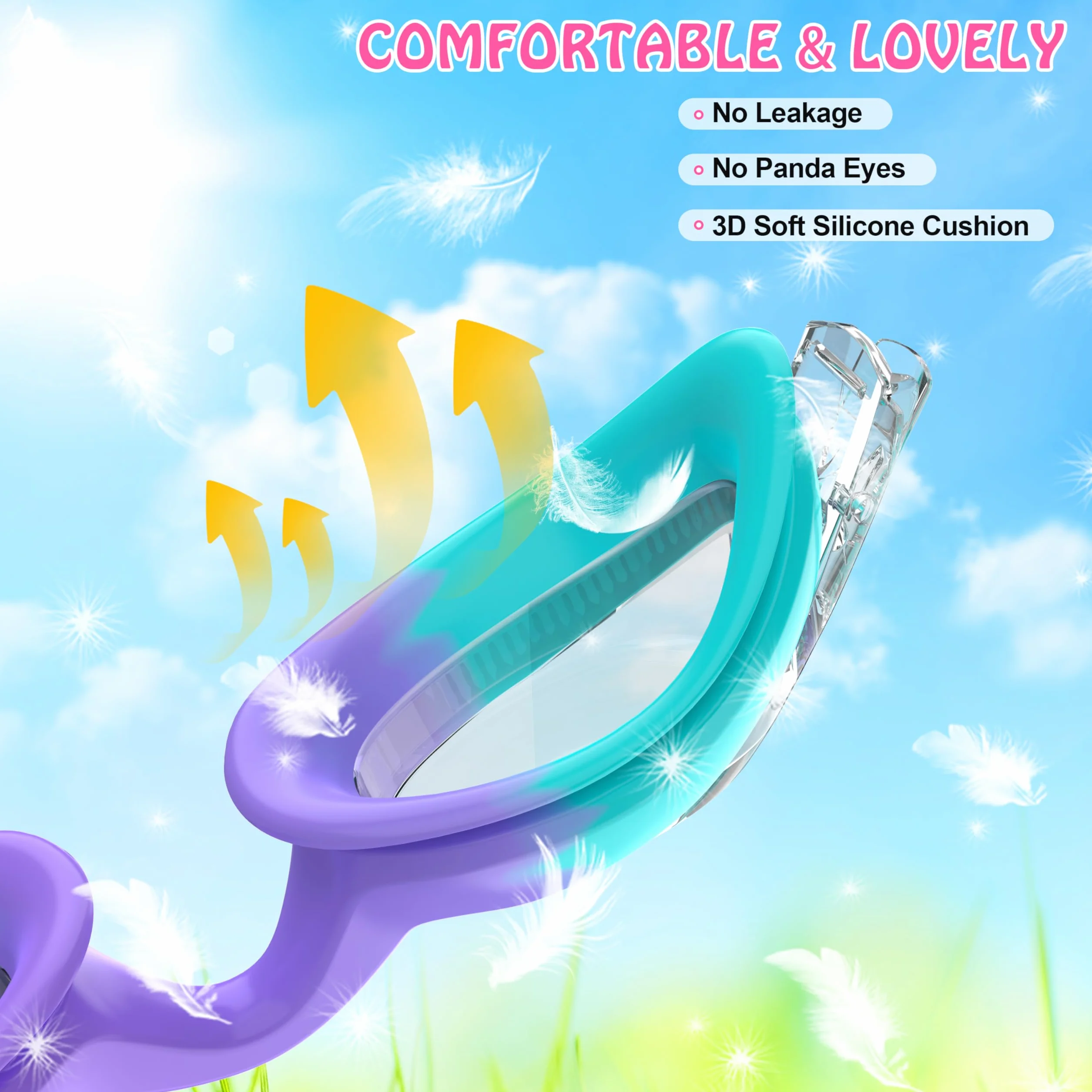 Lunette Piscine Enfant 2 Pcs Anti-Buée Protection UV Silicone 3-12 Ans