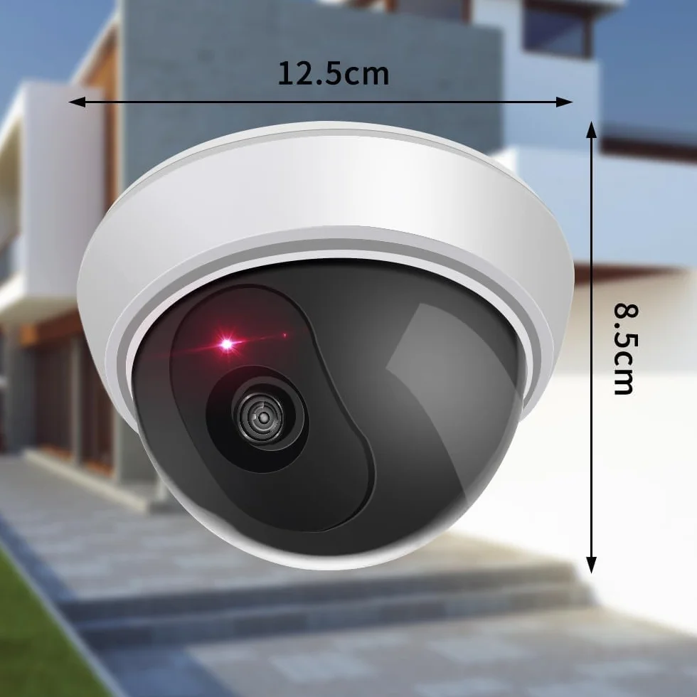 ERWEY Caméra factice avec Objectif Vidéosurveillance Sécurité des Marchandises Caméra de Surveillance factice avec lumière LED Rouge pour Mur Plafond 2 Set avec Papier perforé 2pcs.