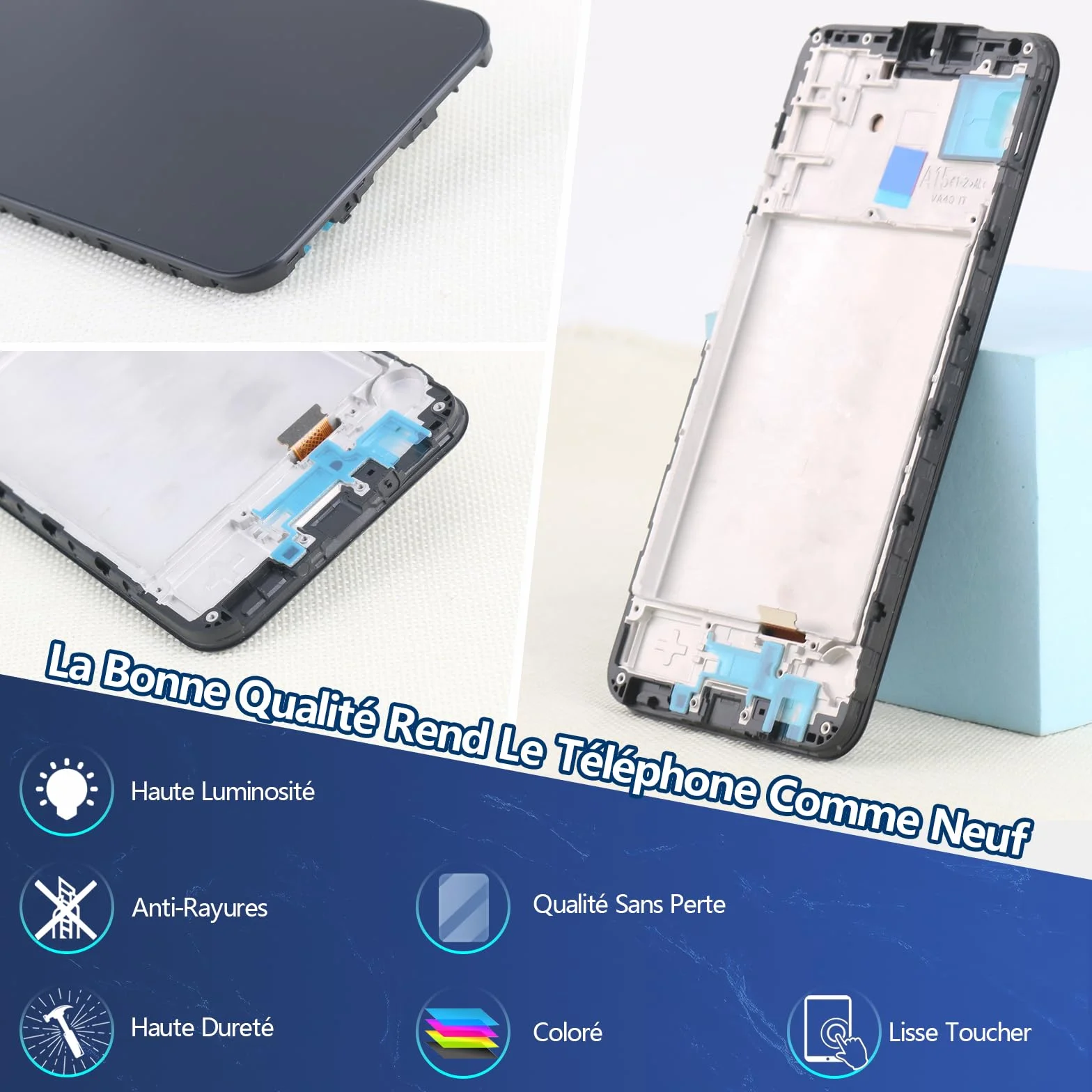 RongZy Écran LCD pour 6.5" Samsung Galaxy A15 4G A155F Écran De Remplacement pour Samsung Galaxy A15 5G A156B Écran LCD Numériseur Tactile Panneau Assemblé De Réparation avec Outils(Noir avec Cadre)