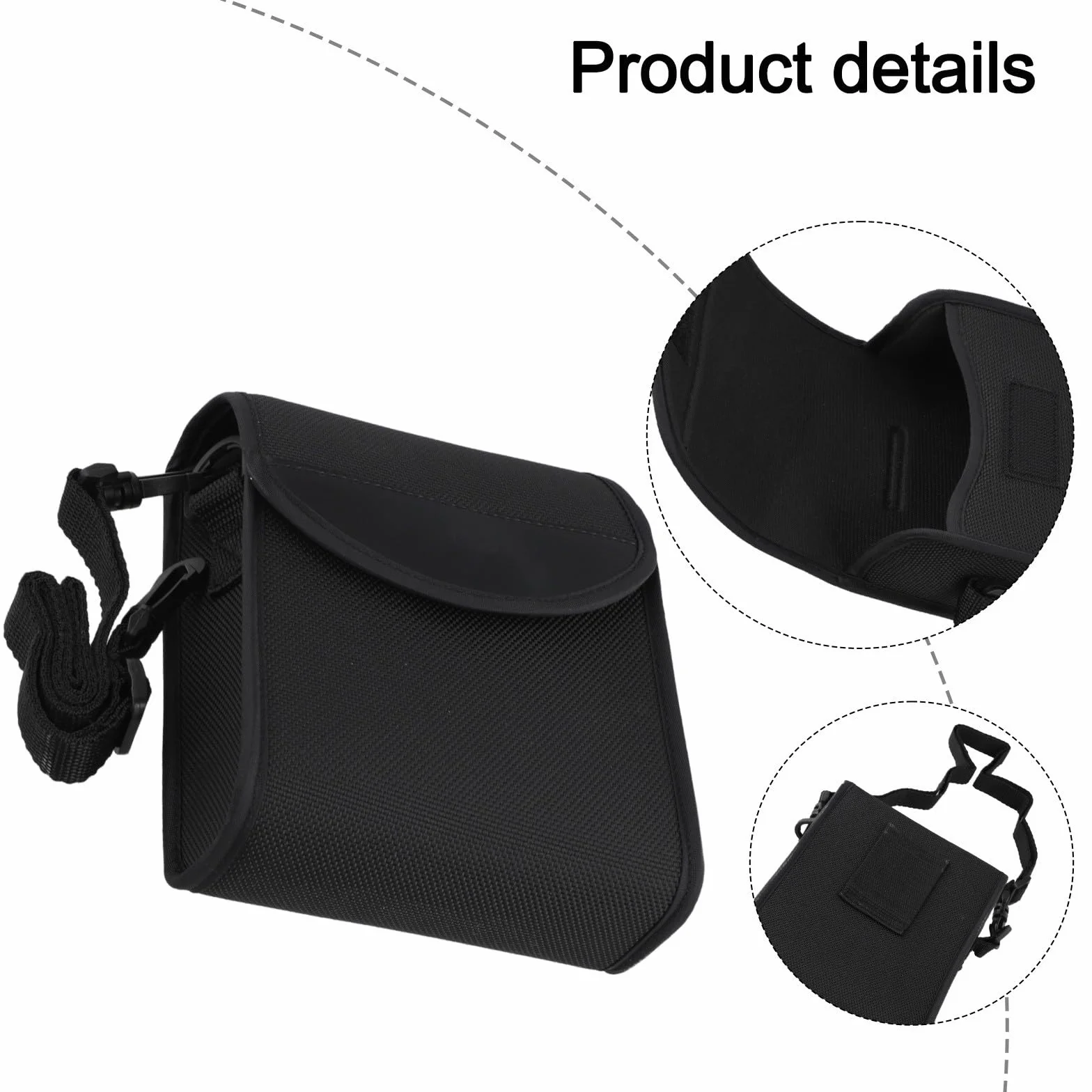 Housse de jumelles noire nylon 1680D sangle 14 cm pour prisme toit 42 mm voyage randonnée