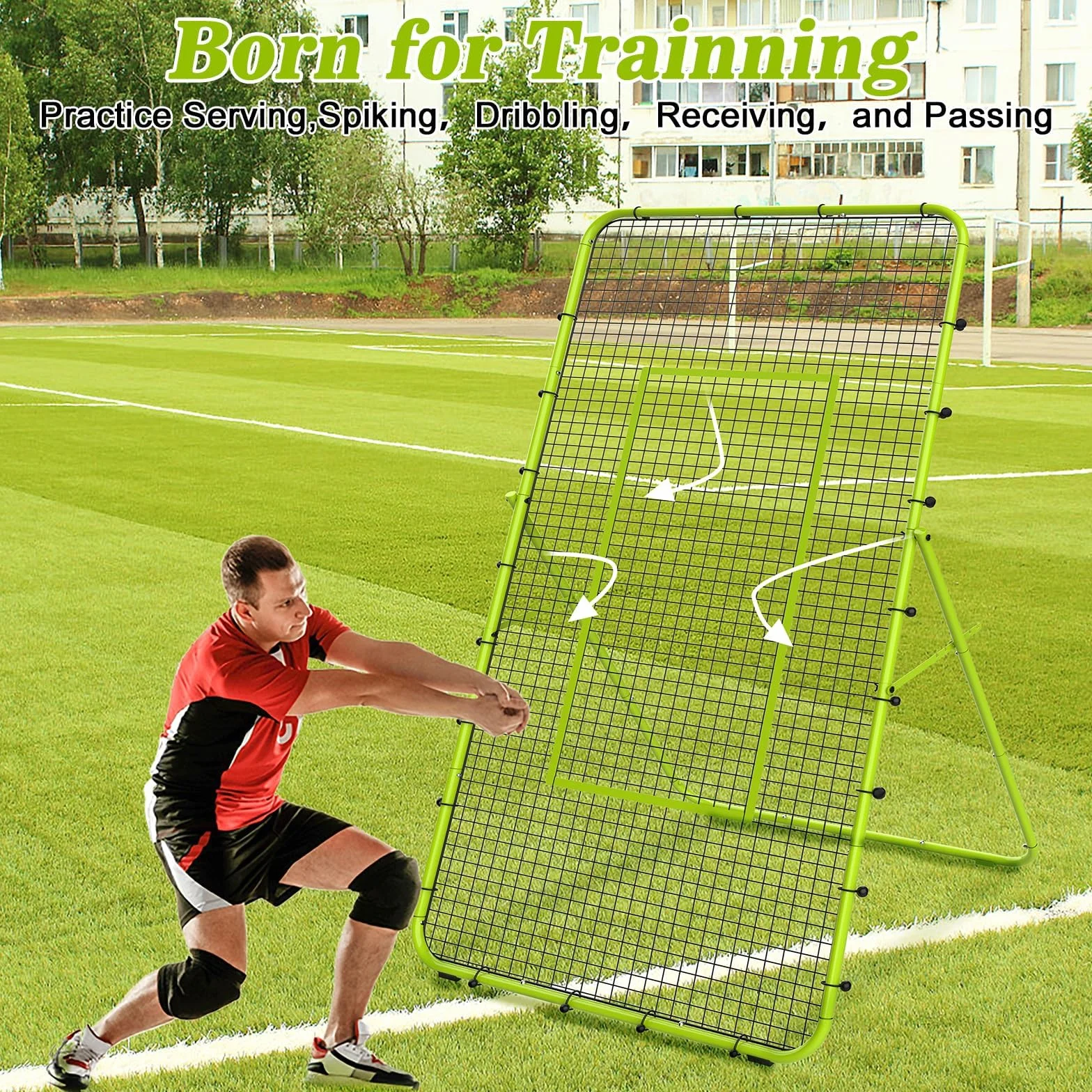 LIANTRAL Filet de Rebond Volley-Ball 2,1 x 1,2 m Portable Angles réglables But Football Entraînement