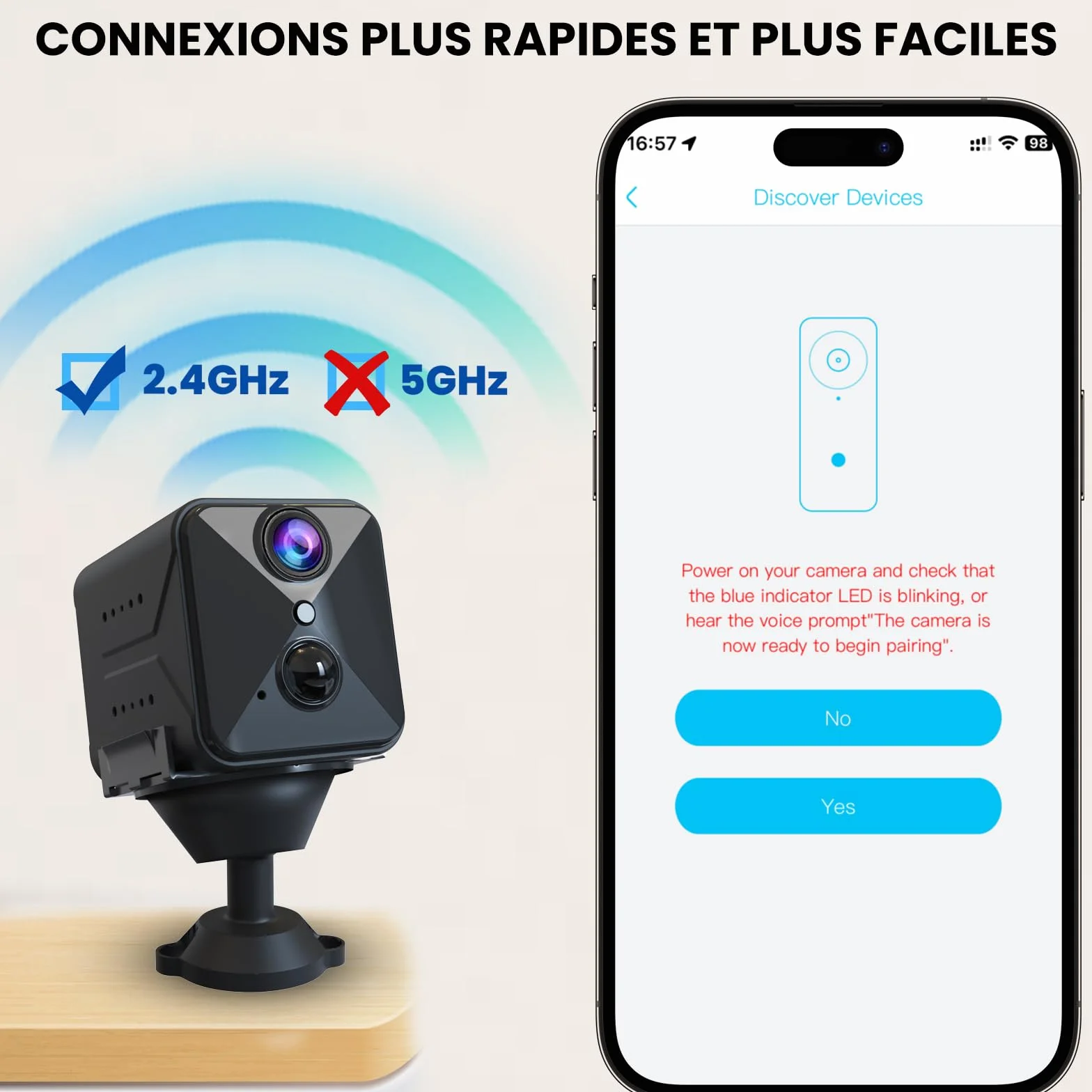 Javiscam Mini Camera WiFi 4K Surveillance Intérieur Extérieur Sans Fil Batterie Longue Durée Détection Mouvement Vision Nocturne