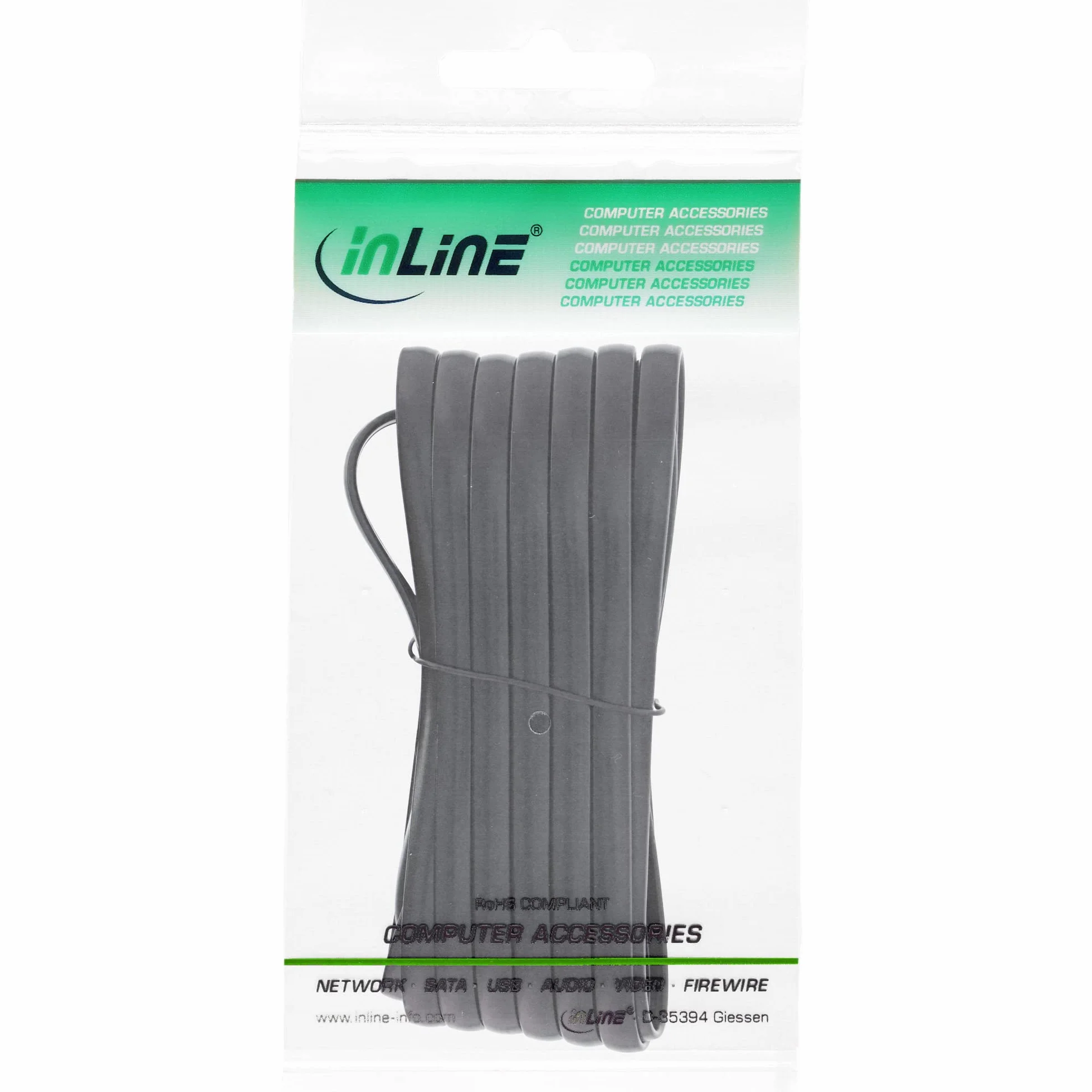 InLine 18848 câble de téléphone 1 m Noir - Cables de téléphone (1 m, RJ12, RJ12, Noir, Male connector / Male connector)