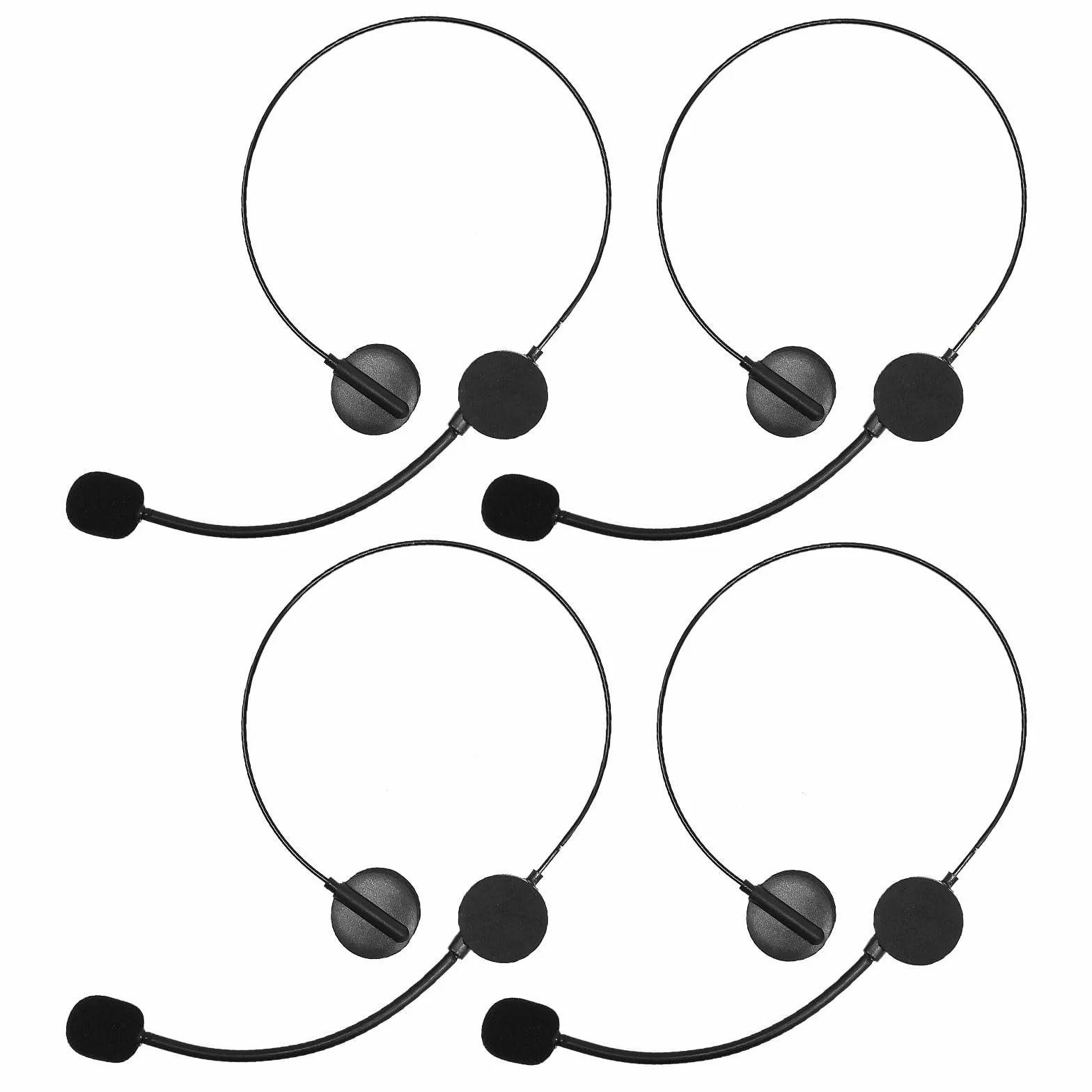 EUPSIIU Lot de 4 accessoires pour casque radio, microphone, accessoire tendance pour bal masqué, cosplay, fête (noir)