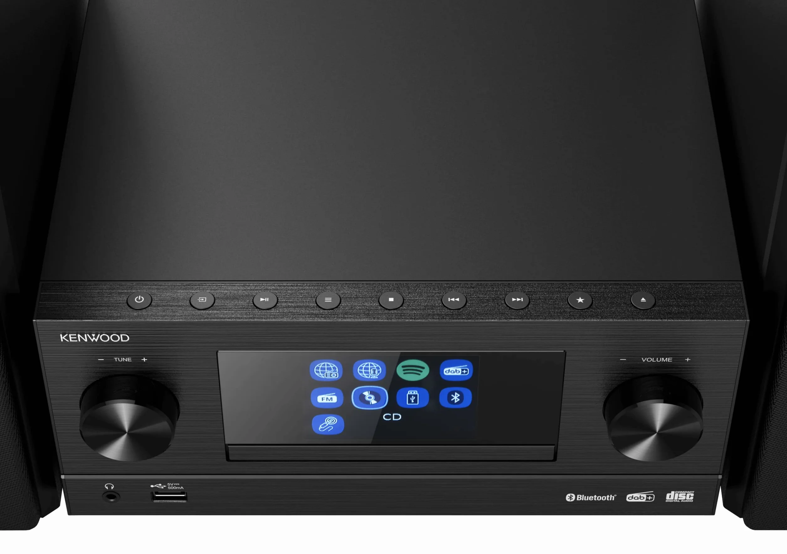 KENWOOD M-9000S-B Micro Système Hi-FI avec CD, Dab +, Radio Internet, Spotify, FM, Bluetooth, USB et Grand écran Couleur TFT