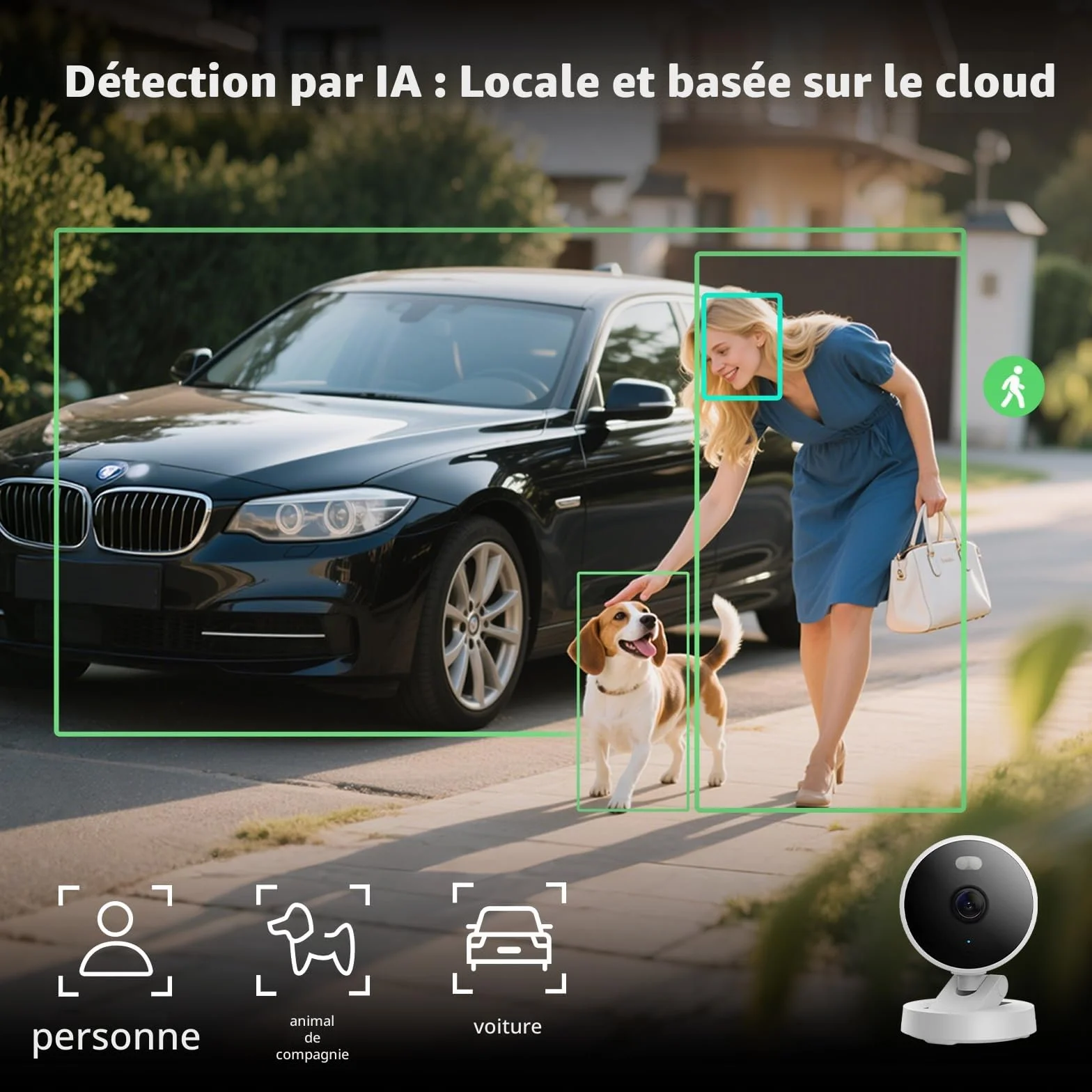 Aqara Caméra Intérieure/Extérieure G100, 2K, HomeKit Secure Video, 2,4 Ghz WiFi, Vision Nocturne Couleur avec Projecteur, Détection IA, Wi-FI 6, Étanche IP65, Compatible Alexa, Google Home, Blanche