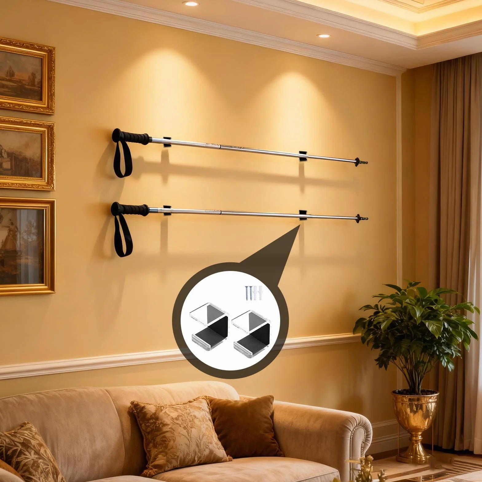 Support Mural pour Crosse de Hockey 2 Pièces Fixation Rangement Horizontal Anti-Rayure