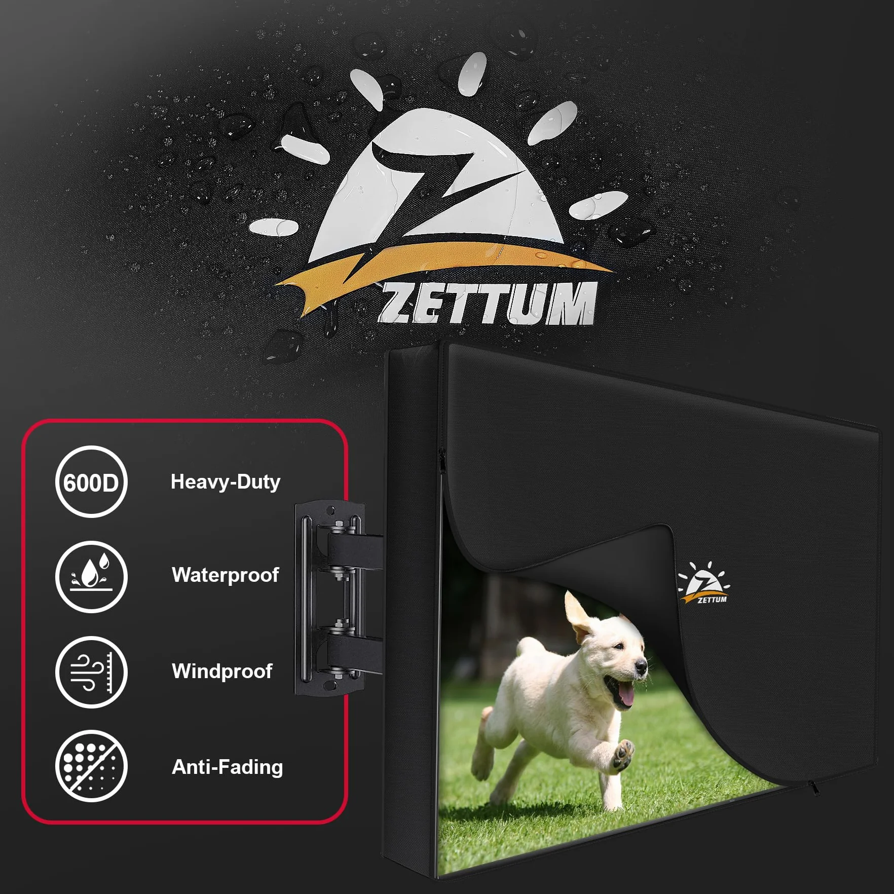 Zettum Housse TV Pliable 40-43 Pouces Imperméable Tissu Oxford 600D PU avec Fermeture éclair
