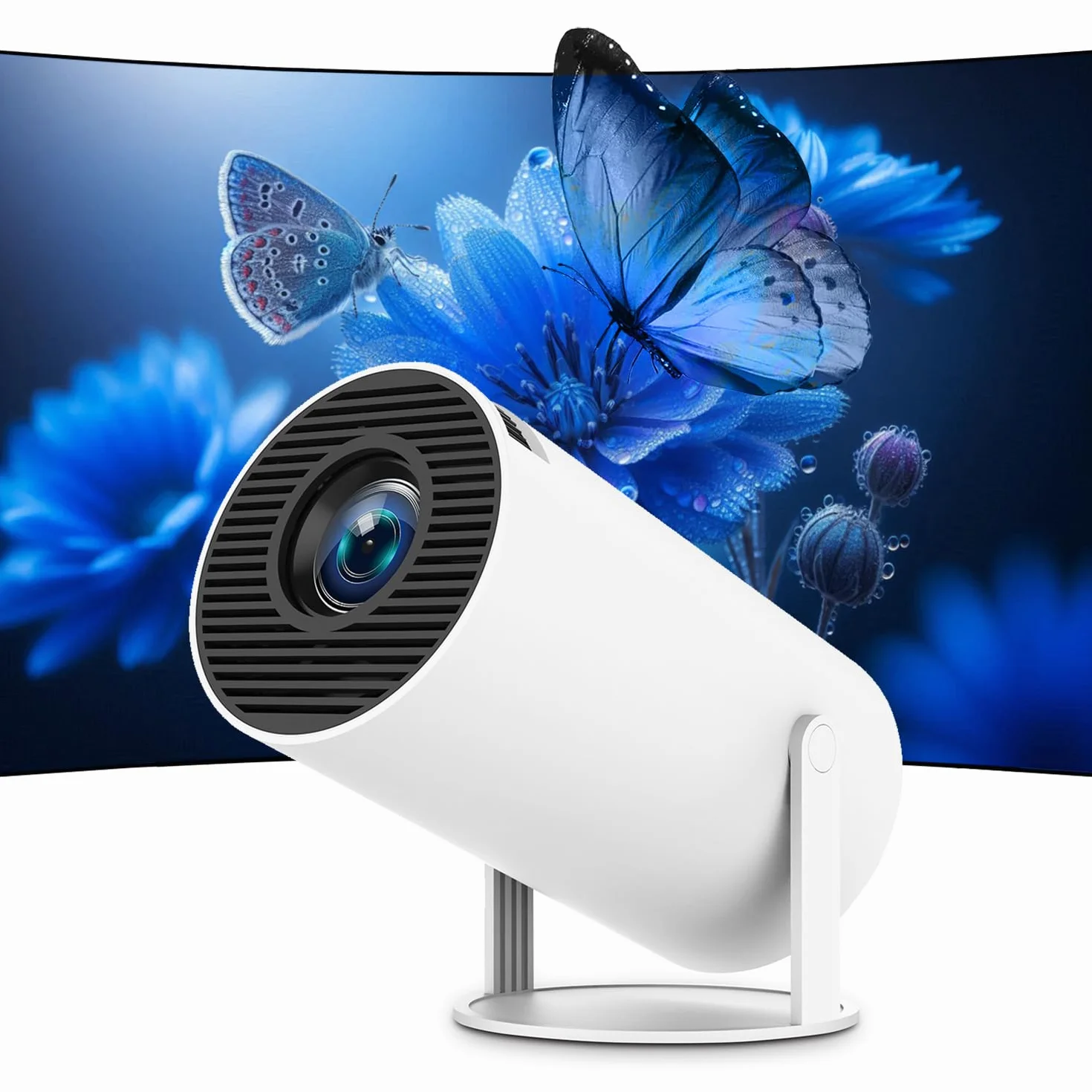 Mini Projecteur FHD 4K Portable WiFi 6 BT5.2 Correction Trapèze Rotation 180° Compatible Téléphone PC HDMI USB PS5