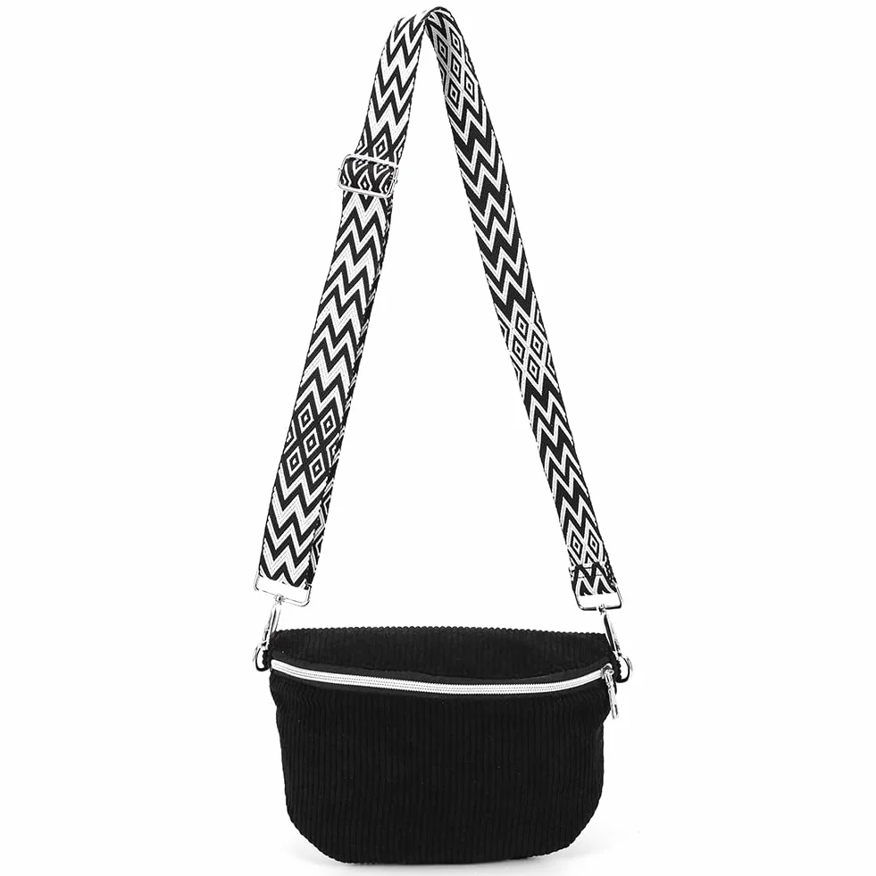 Sac banane en velours côtelé avec sangle réglable, sac de poitrine pour homme et femme