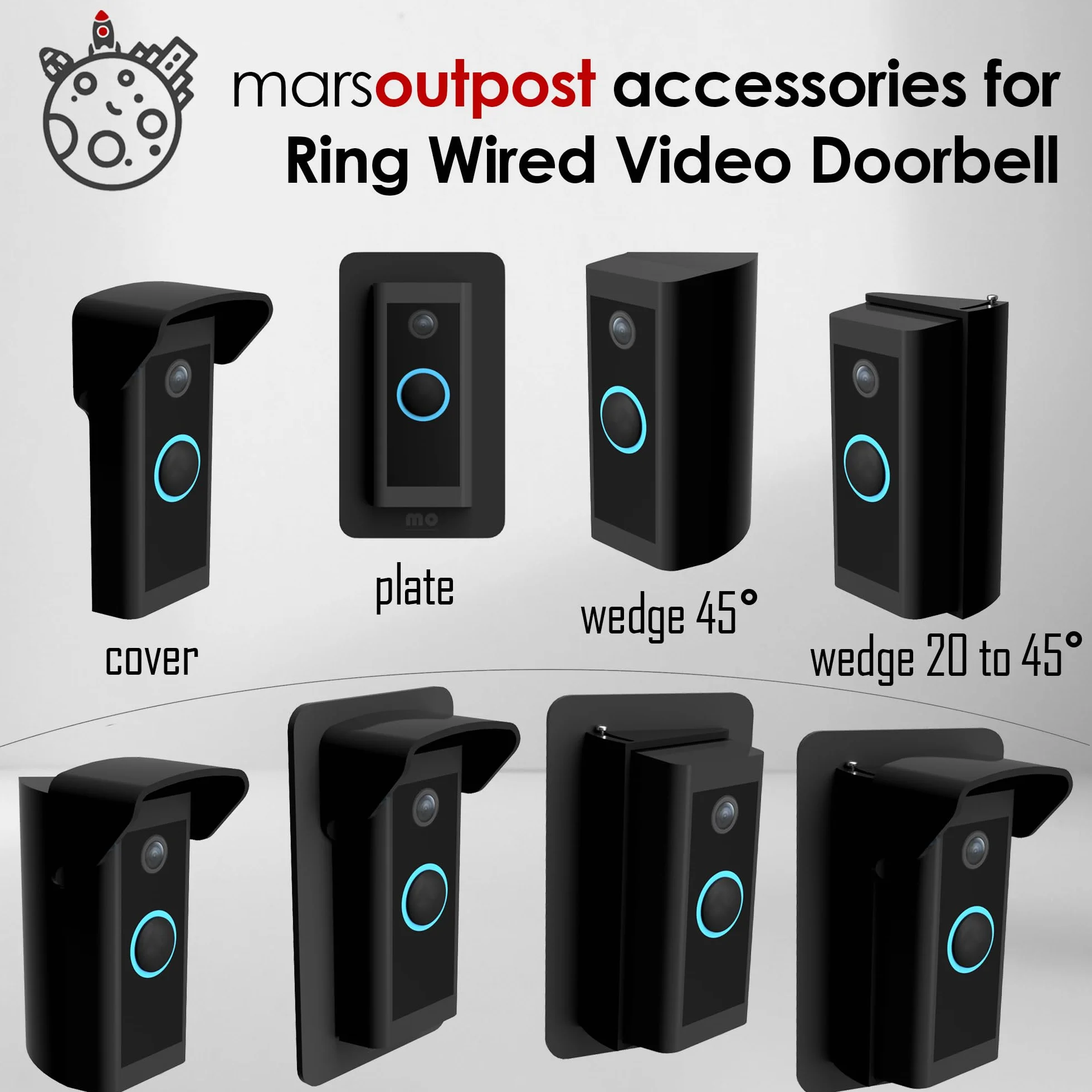 Housse de Pluie Compatible avec Sonnette vidéo Filaire (Video Doorbell Wired) | pour protéger Contre la Pluie, Le Soleil, Durable et résistante aux intempéries Pas de perçage nécessaire