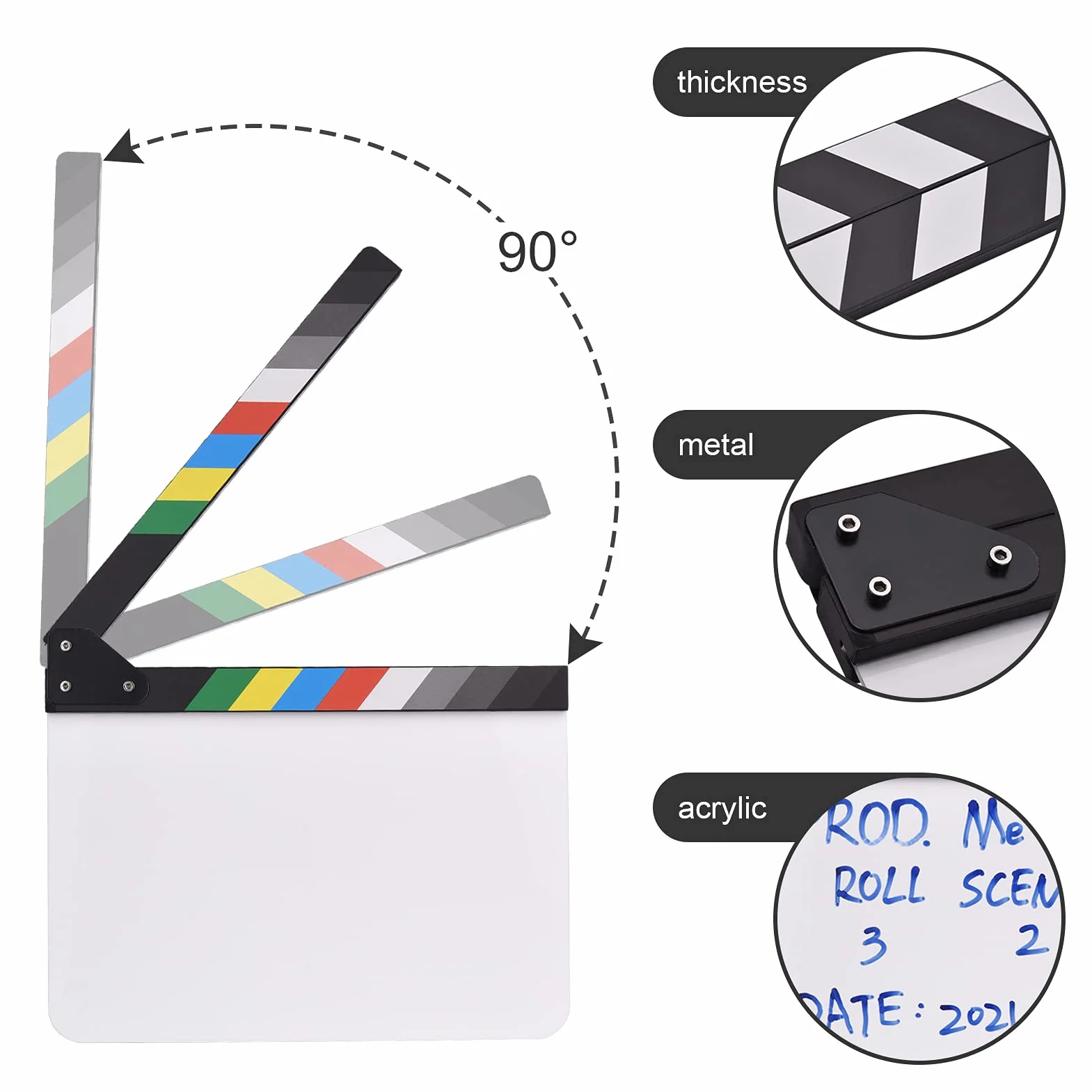Claquette Cinéma Professionnel, Namolit 30 x 24 cm Planche de Film Clapperboard pour Film Acrylique, Planche de Scène d'action de Coupe pour Amateurs de Cinéaste Amateur