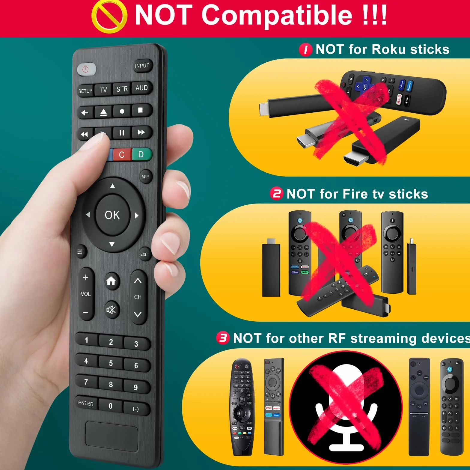Télécommande-Universelle-TV pour Samsung, LG, Sony, Hisense, TCL, RCA, Toshiba, Panasonic, Sharp, Philips, Haier, Hitachi, JVC TV