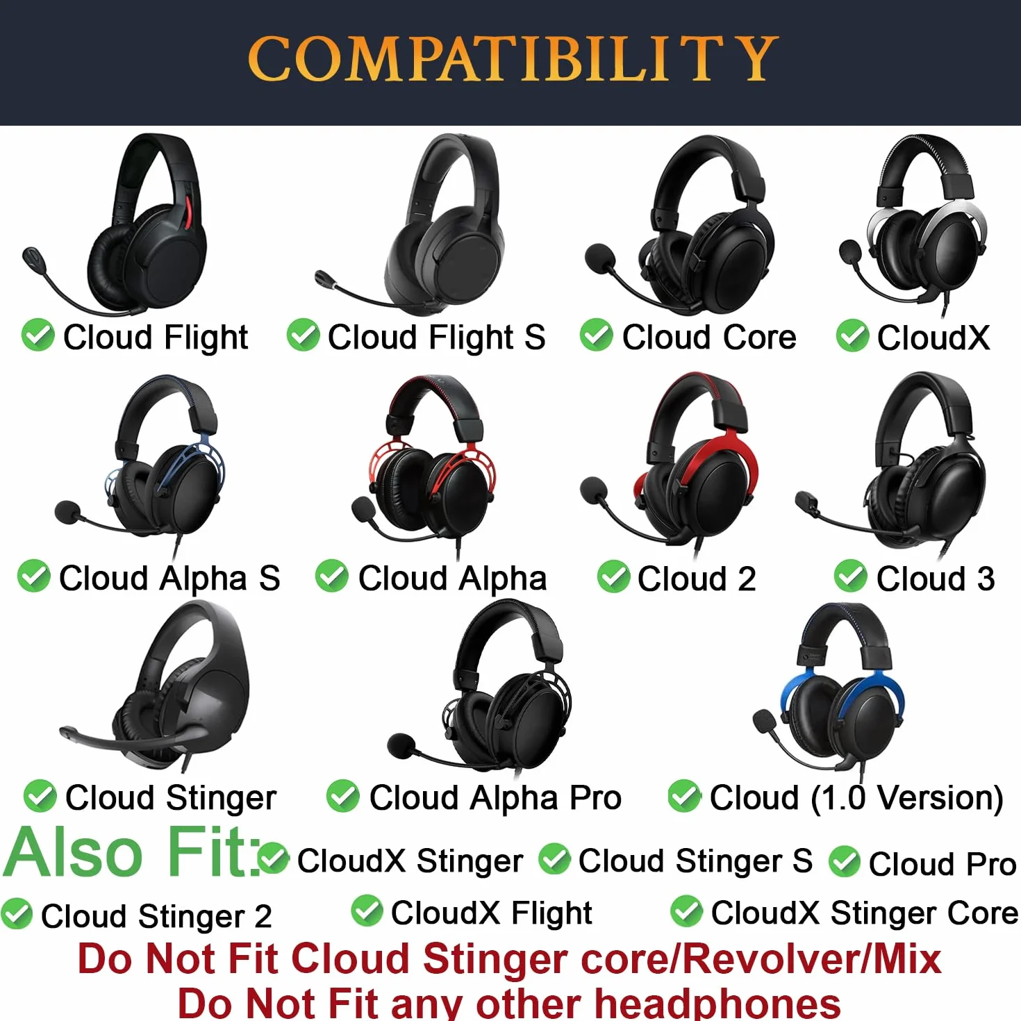 SOULWIT Gel de Refroidissement Mousse Coussin pour HyperX Cloud 2/3/1/Alpha/Flight/Stinger/Stinger2/Core/Pro, CloudX Stinger/Flight Series