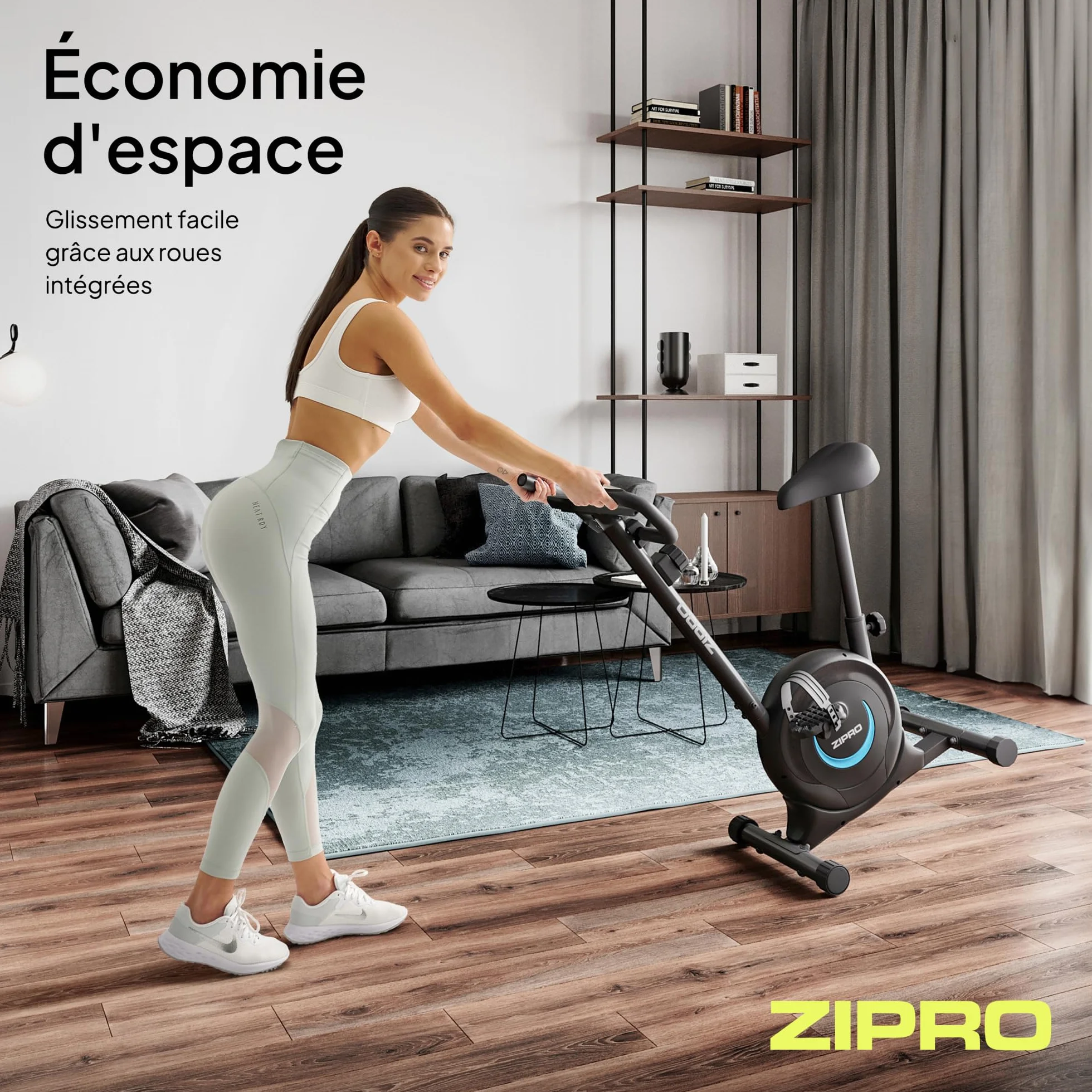 ZIPRO Vélo d'Appartement Adulte Résistance Magnétique 8 Niveaux Écran LCD